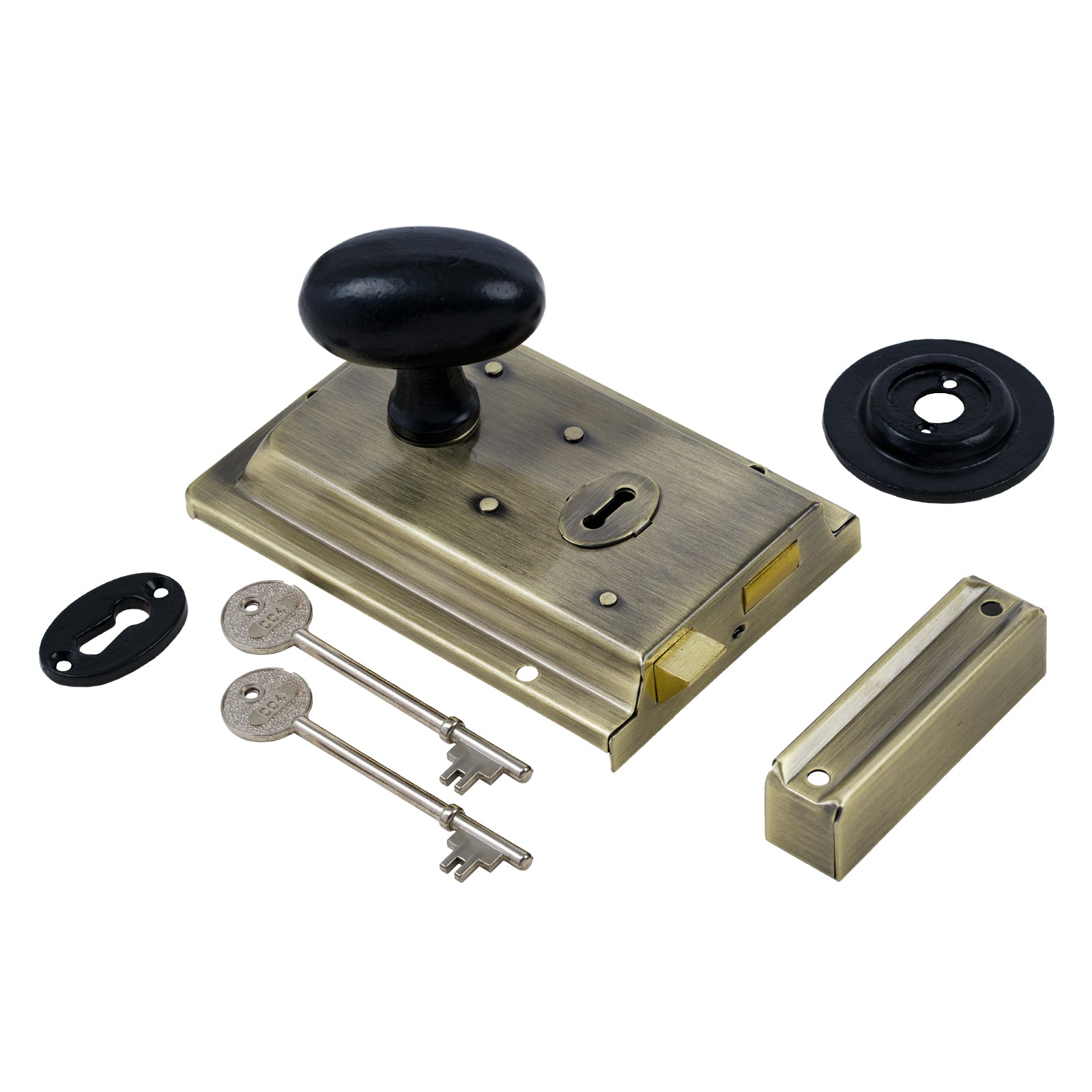 Oval door handles - Oval brass door knobs - Rim lock handles
