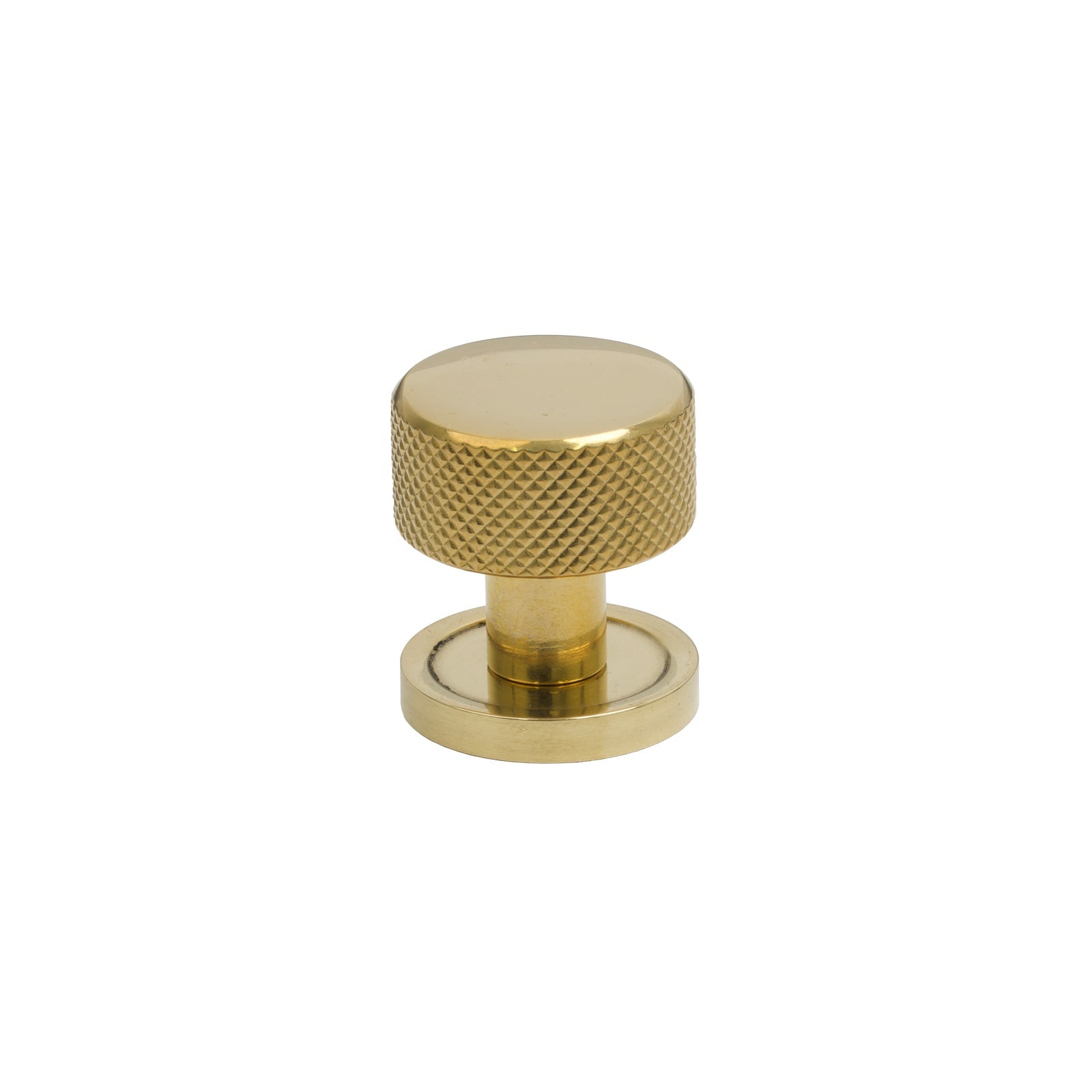 25mm Polished Brass Brompton Cabinet Knob - Round Rose