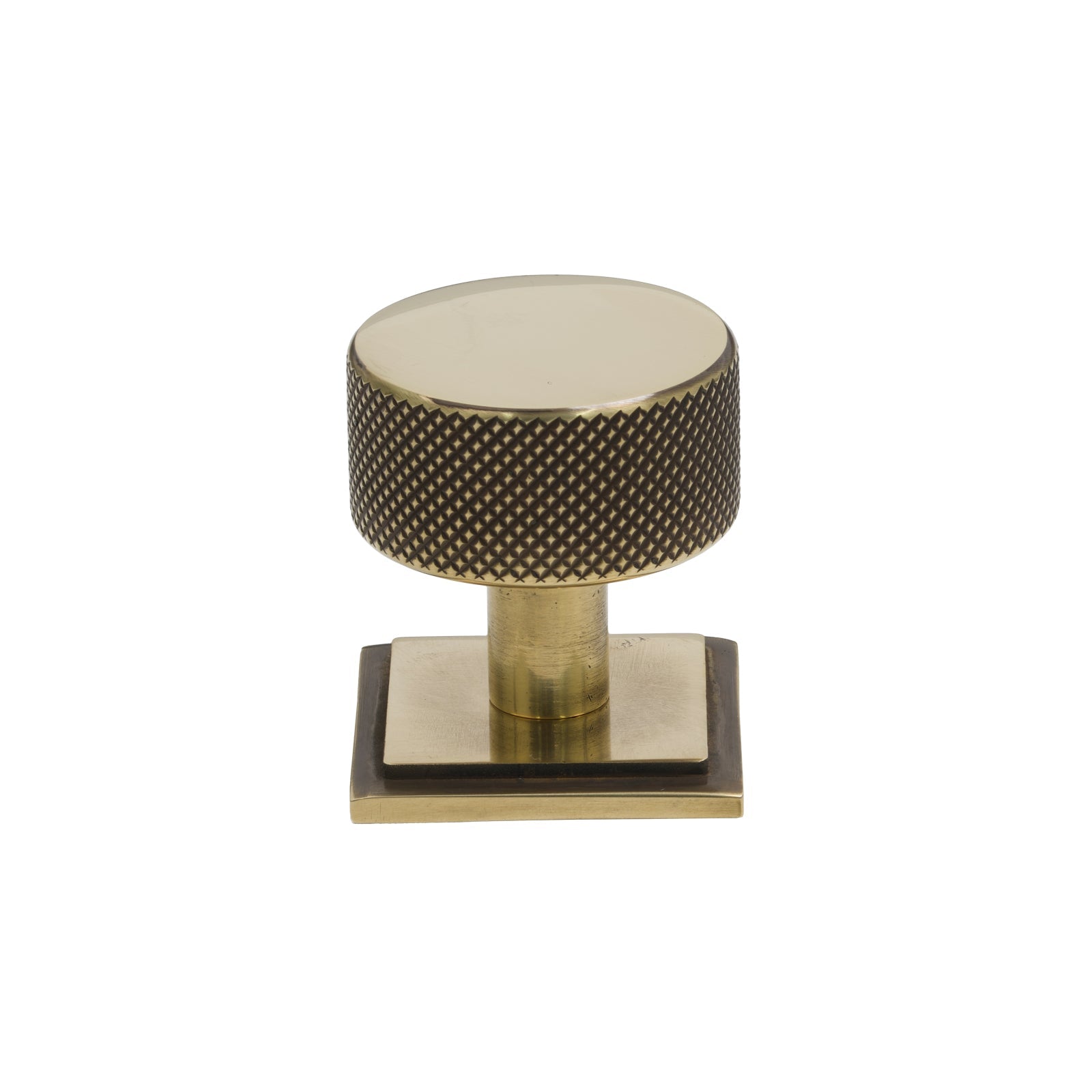 32mm Aged Brass Brompton Cabinet Knob - Square Rose