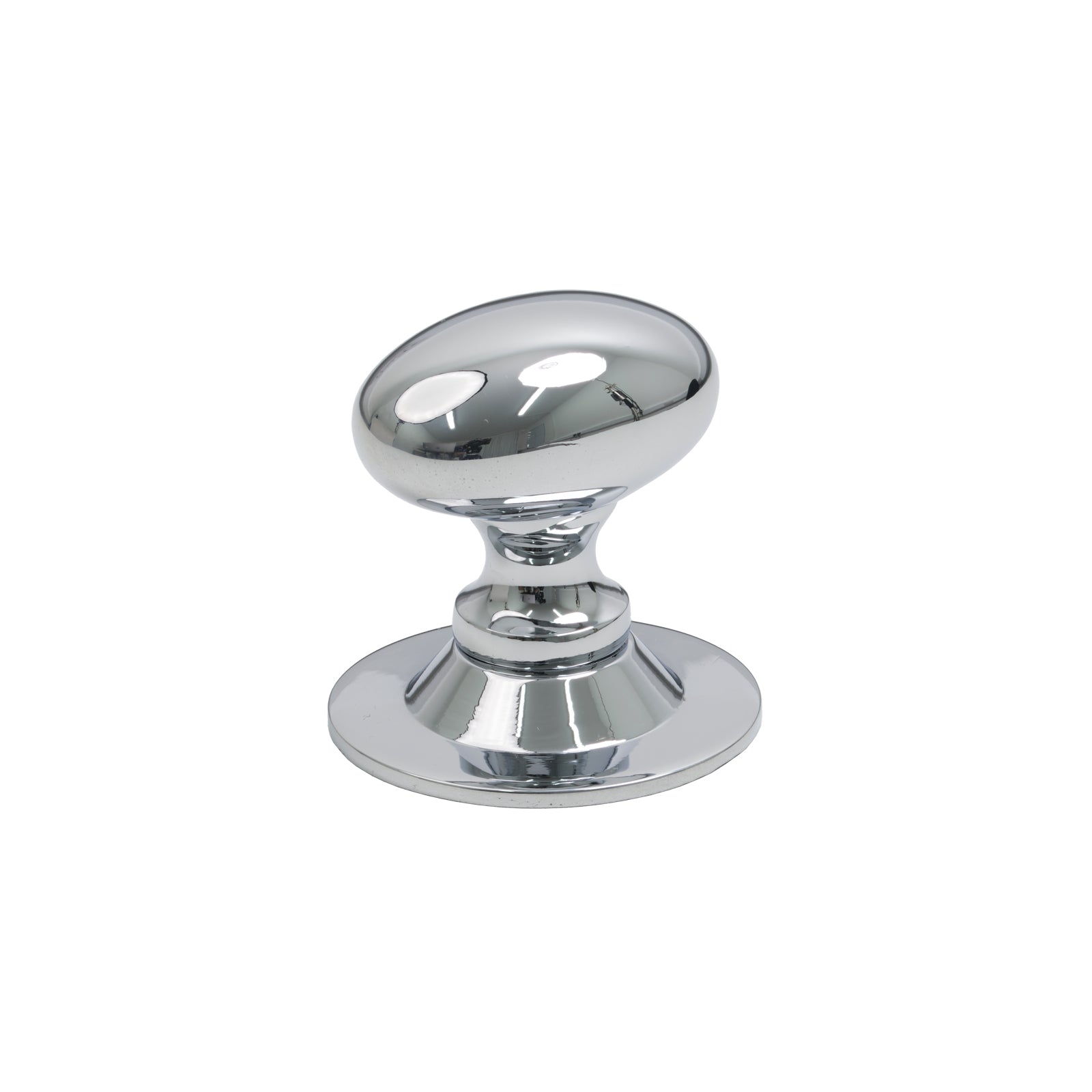 33mm Polished Nickel Oval Cabinet Knob on Rose