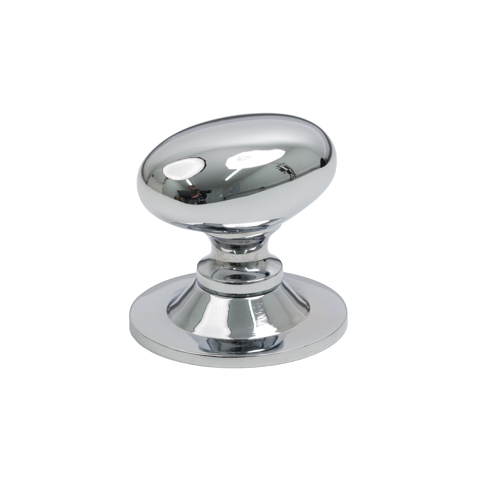 40mm Polished Nickel Oval Cabinet Knob on Rose