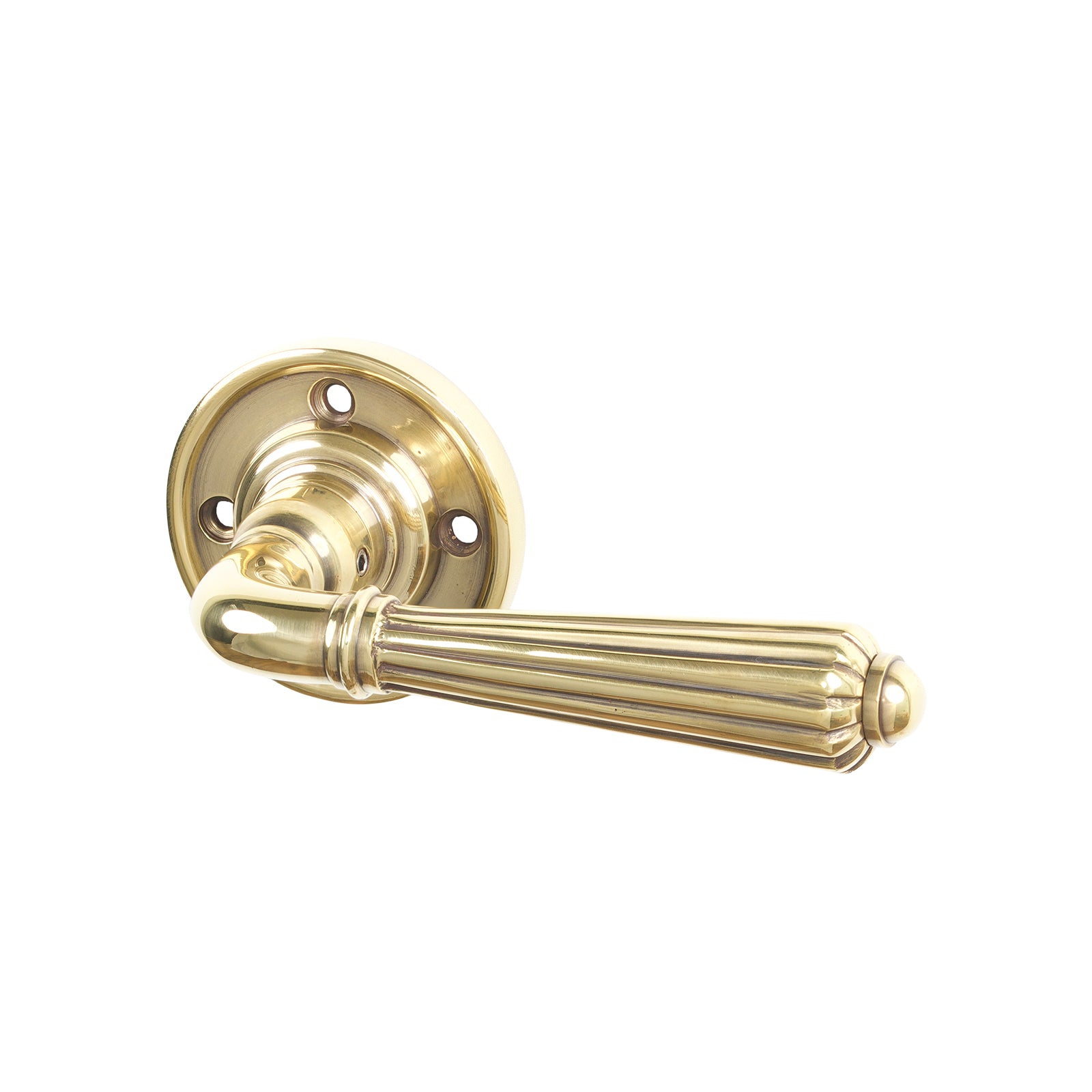 SHOW Hinton Lever on Rose Handles Antique Brass