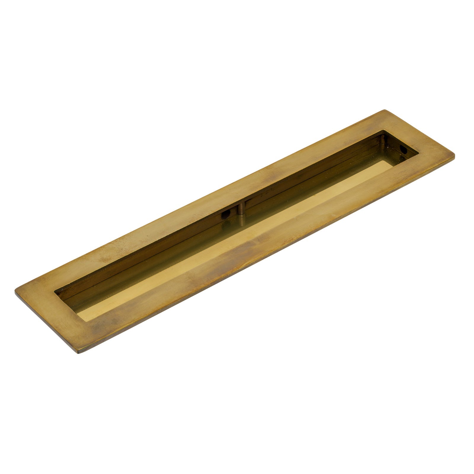 250mm Aged Brass Plain Rectangular Flush Pull 