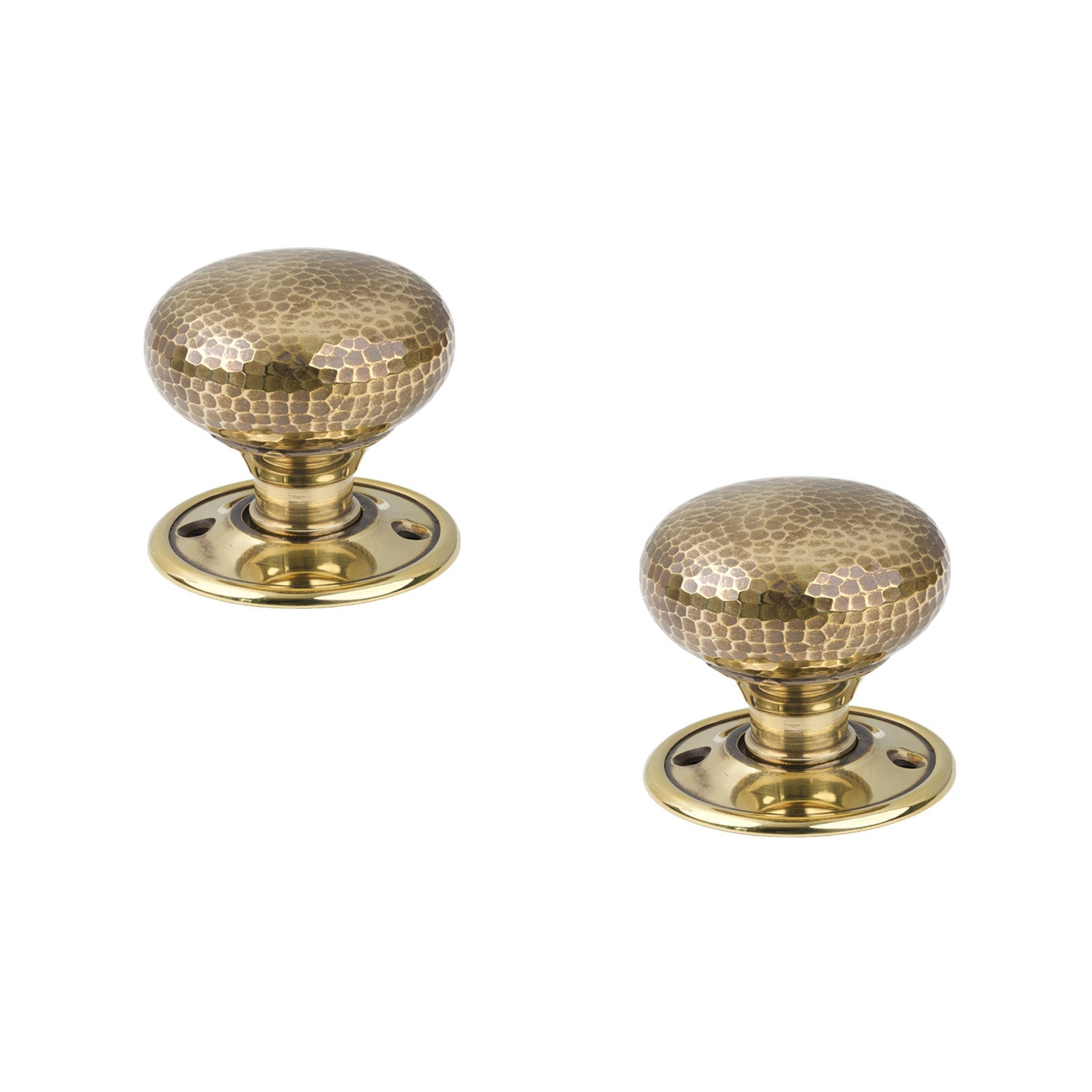 Aged Brass Hammered Mushroom Mortice Knobs