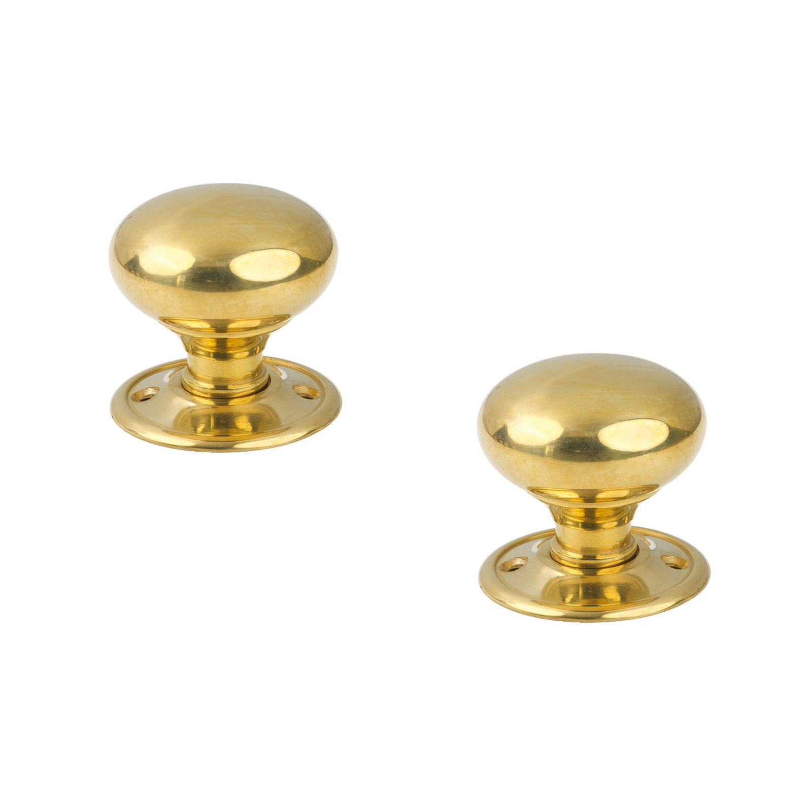 Polished Brass Mushroom Mortice Knobs