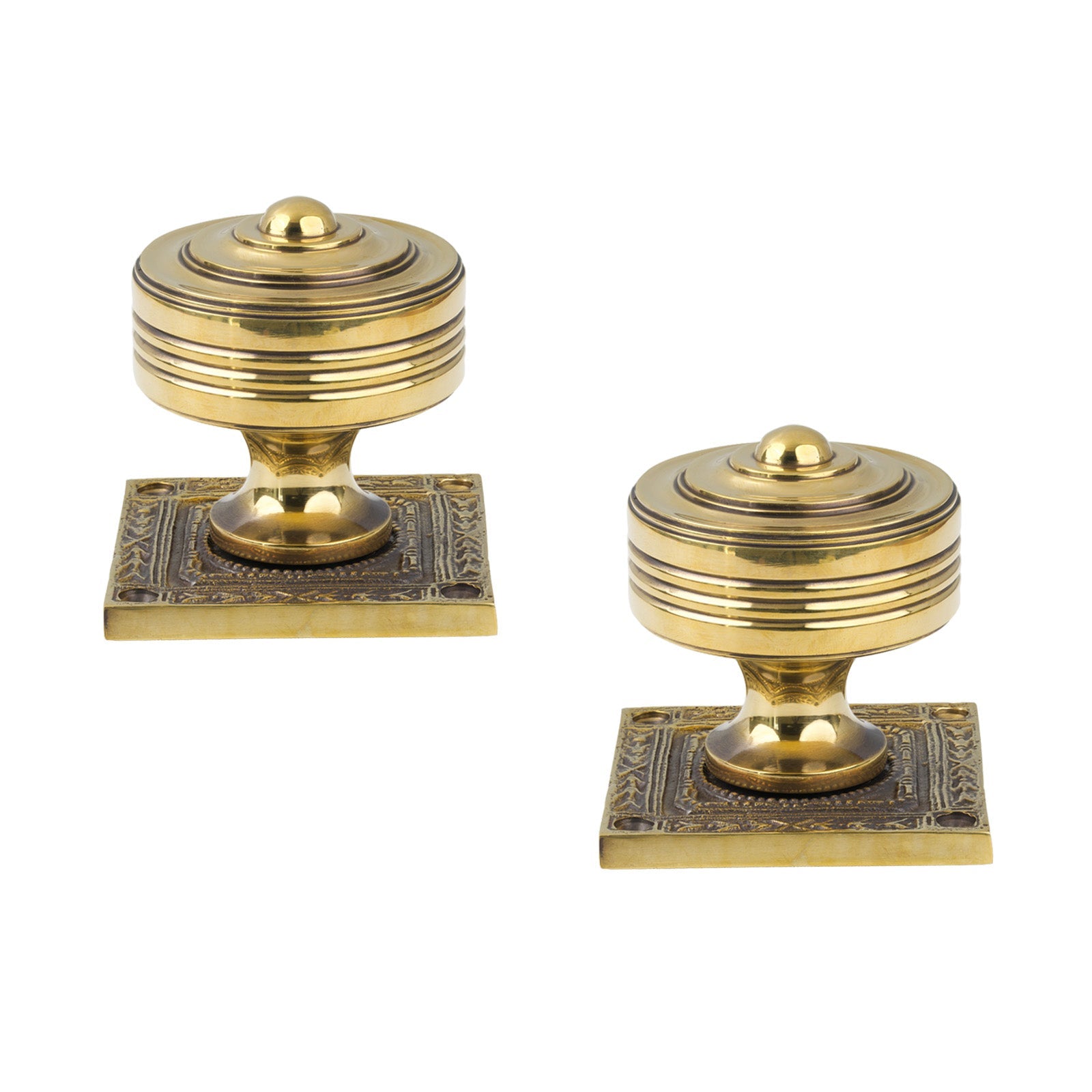 SHOW Antique Brass Tewkesbury Square Mortice Knobs