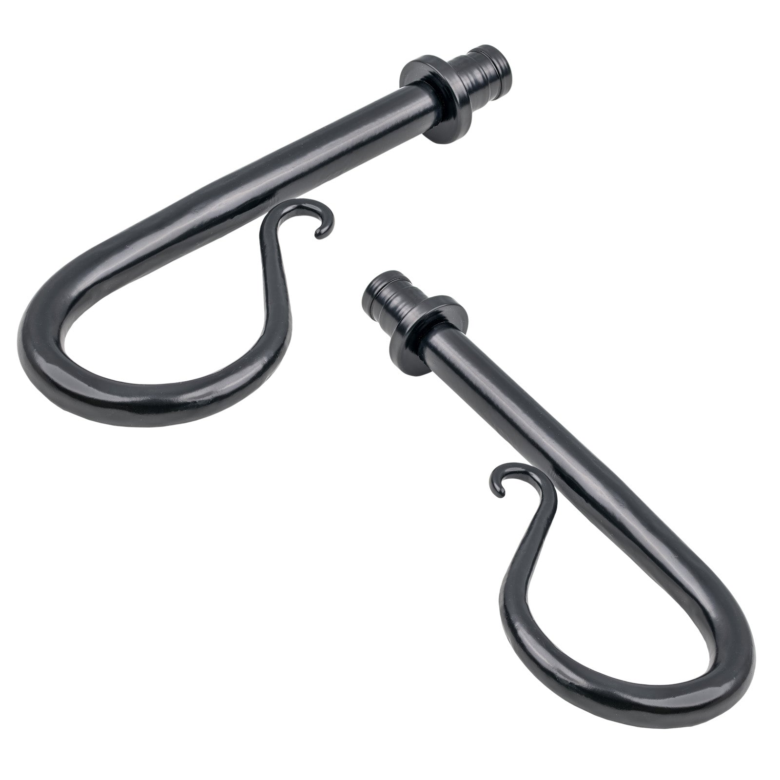 Black Shepherd's Crook Curtain Finial - Pair