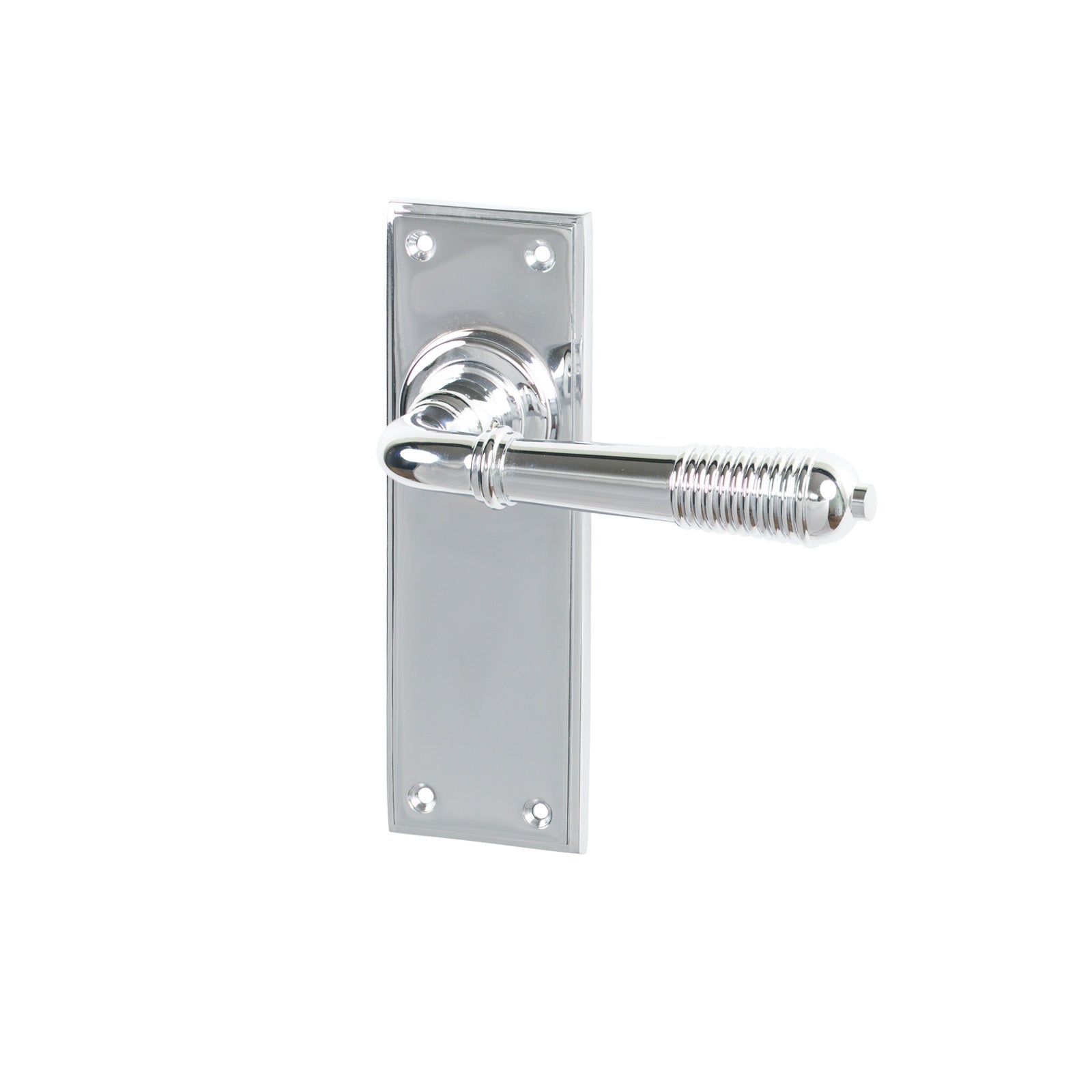 Polished Chrome Lock Reeded Lever Handles