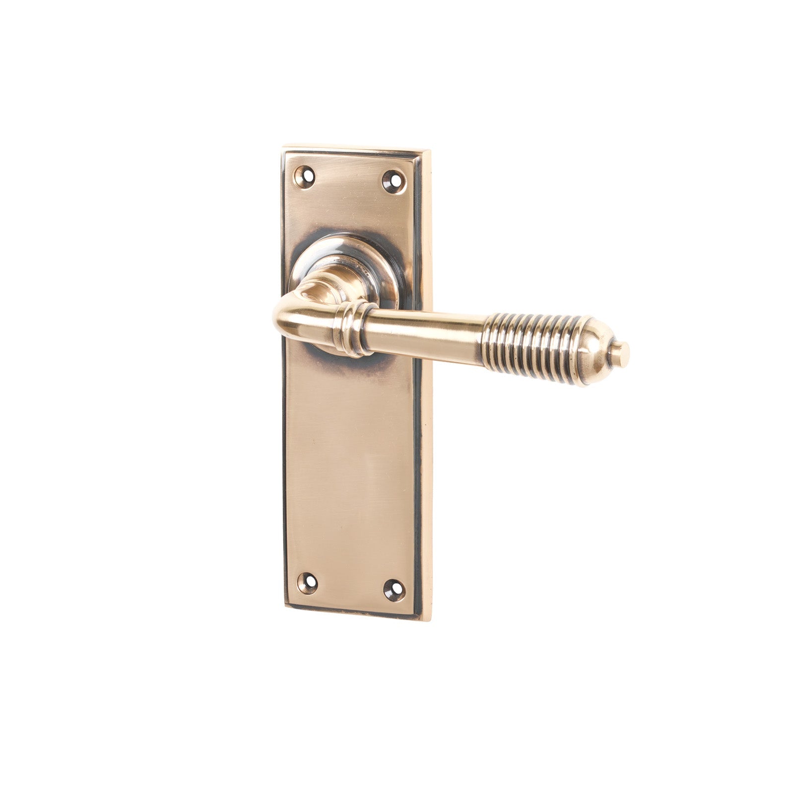 Polished Bronze Lock Reeded Lever Handles