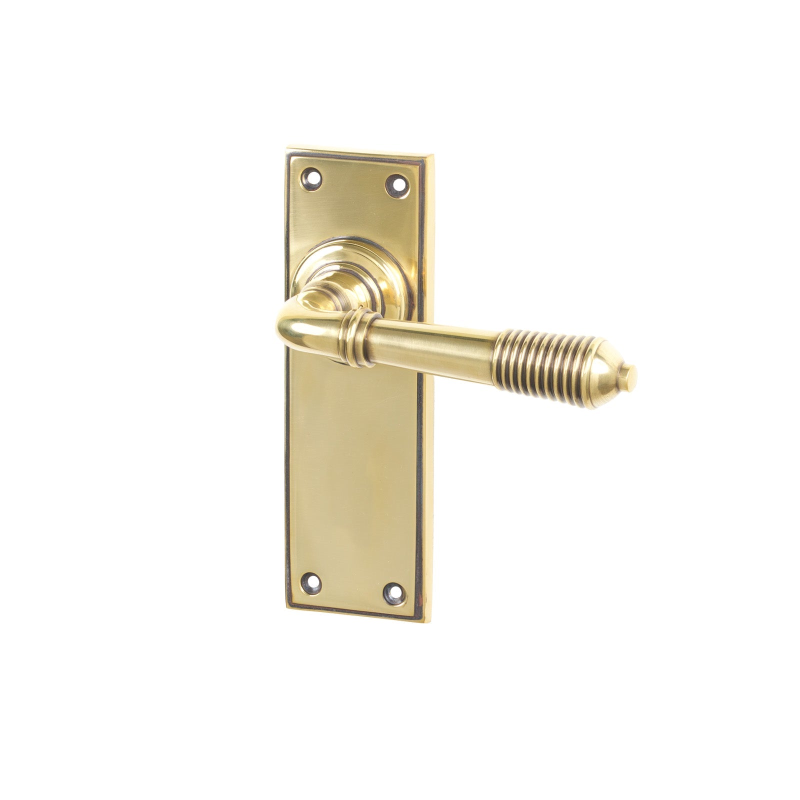 Aged Brass Lock Reeded Lever Handles