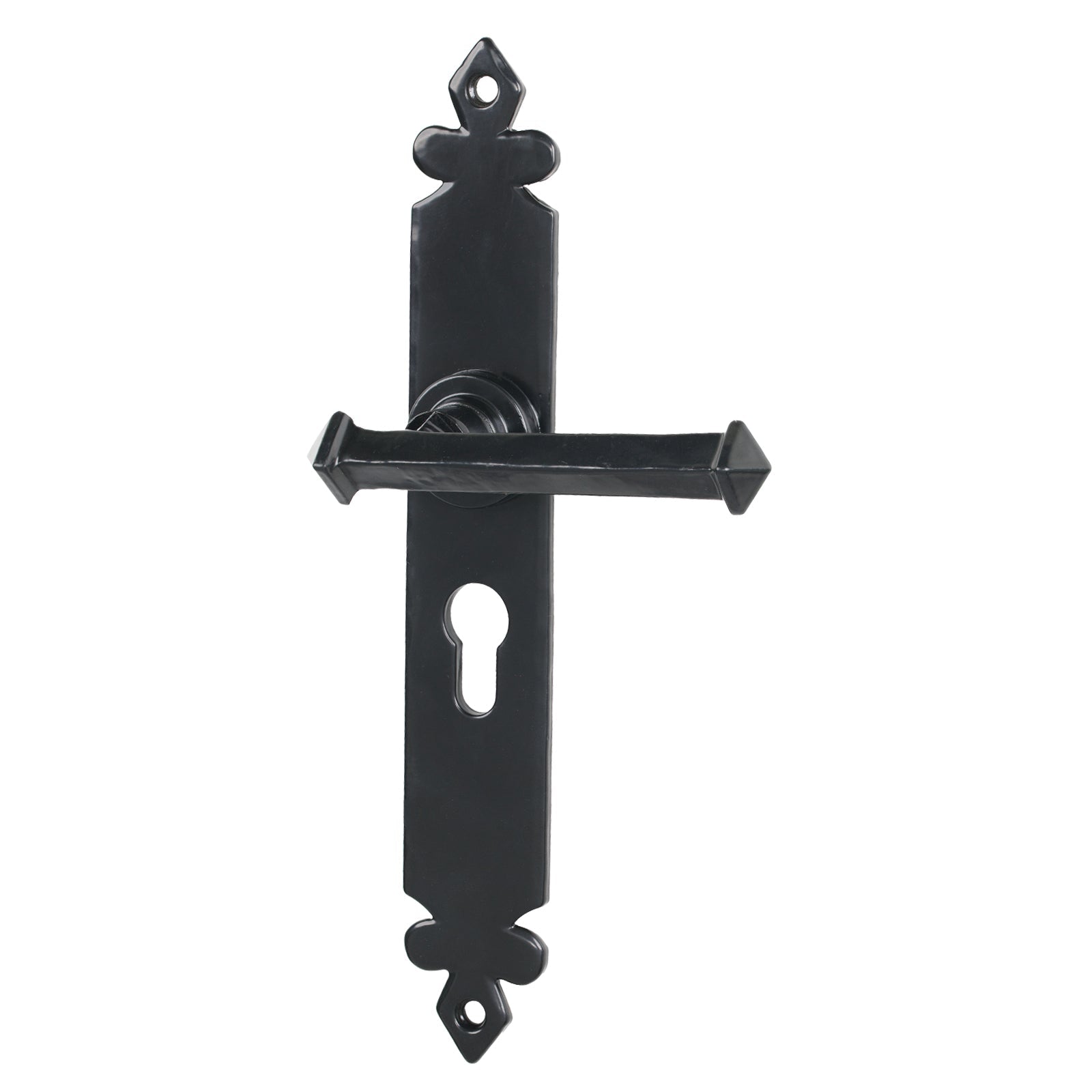 Black Euro Lock Tudor Lever Handles