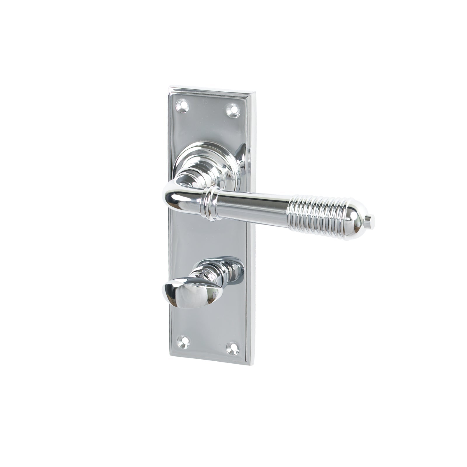 Polished Chrome Bathroom Reeded Lever Handles