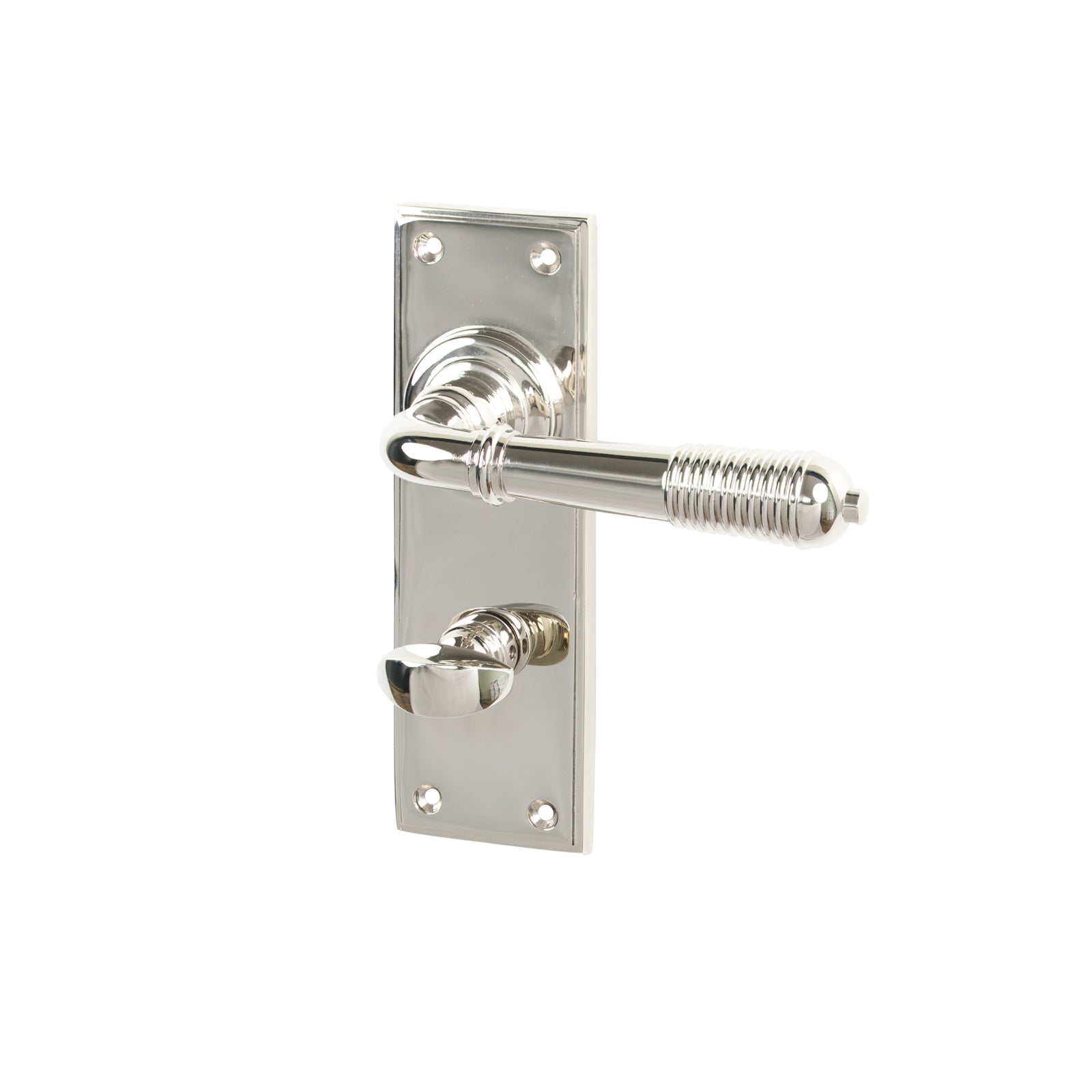 Polished Nickel Bathroom Reeded Lever Handles