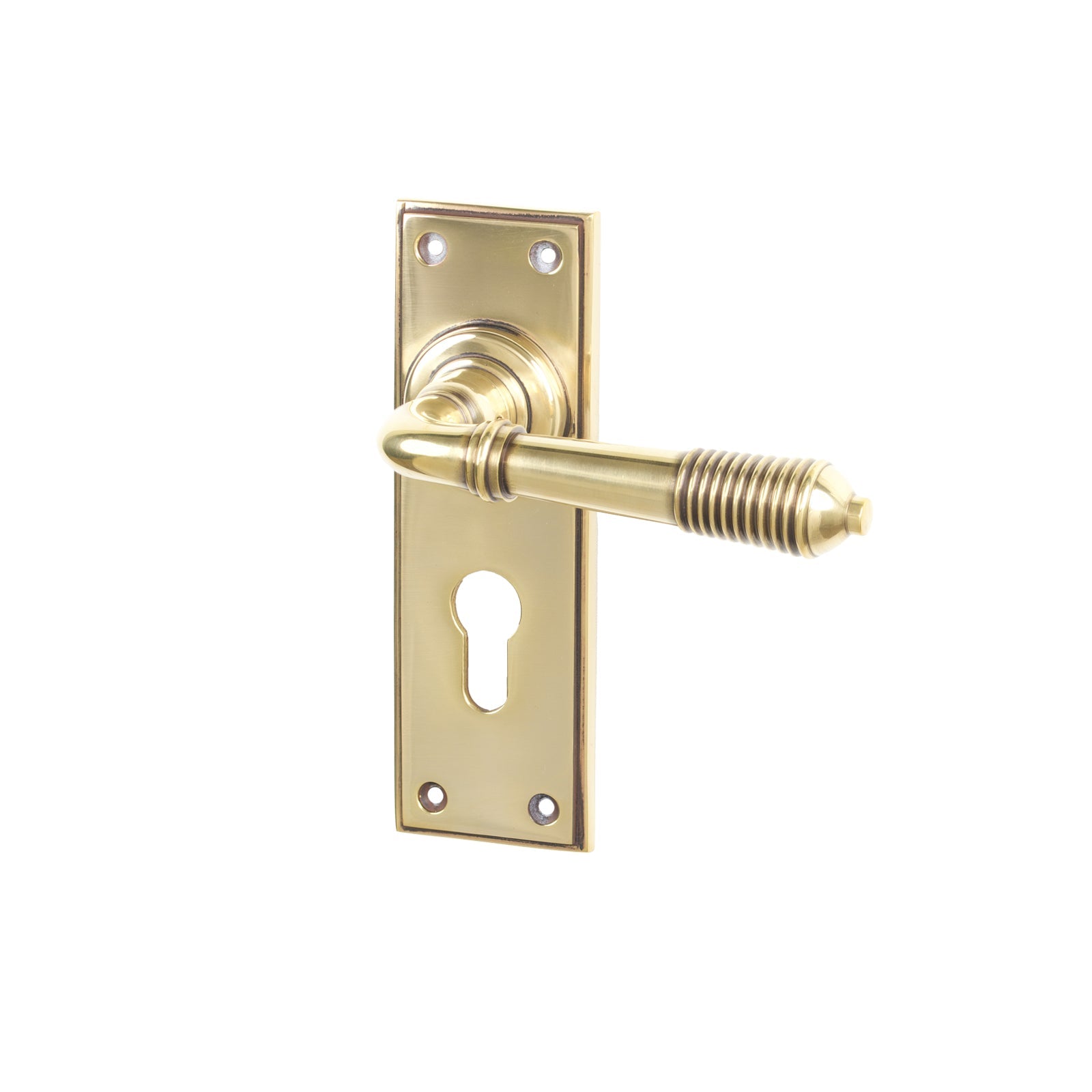 Aged Brass Euro Reeded Lever Handles