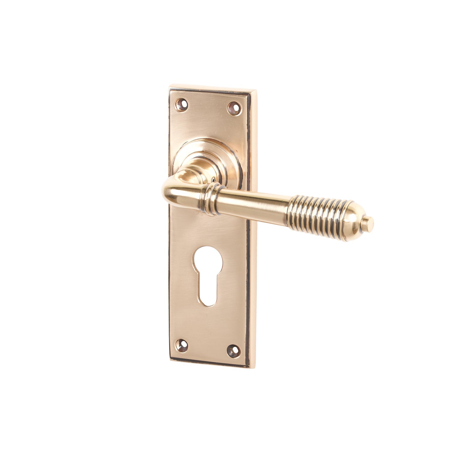 Polished Bronze Euro Reeded Lever Handles