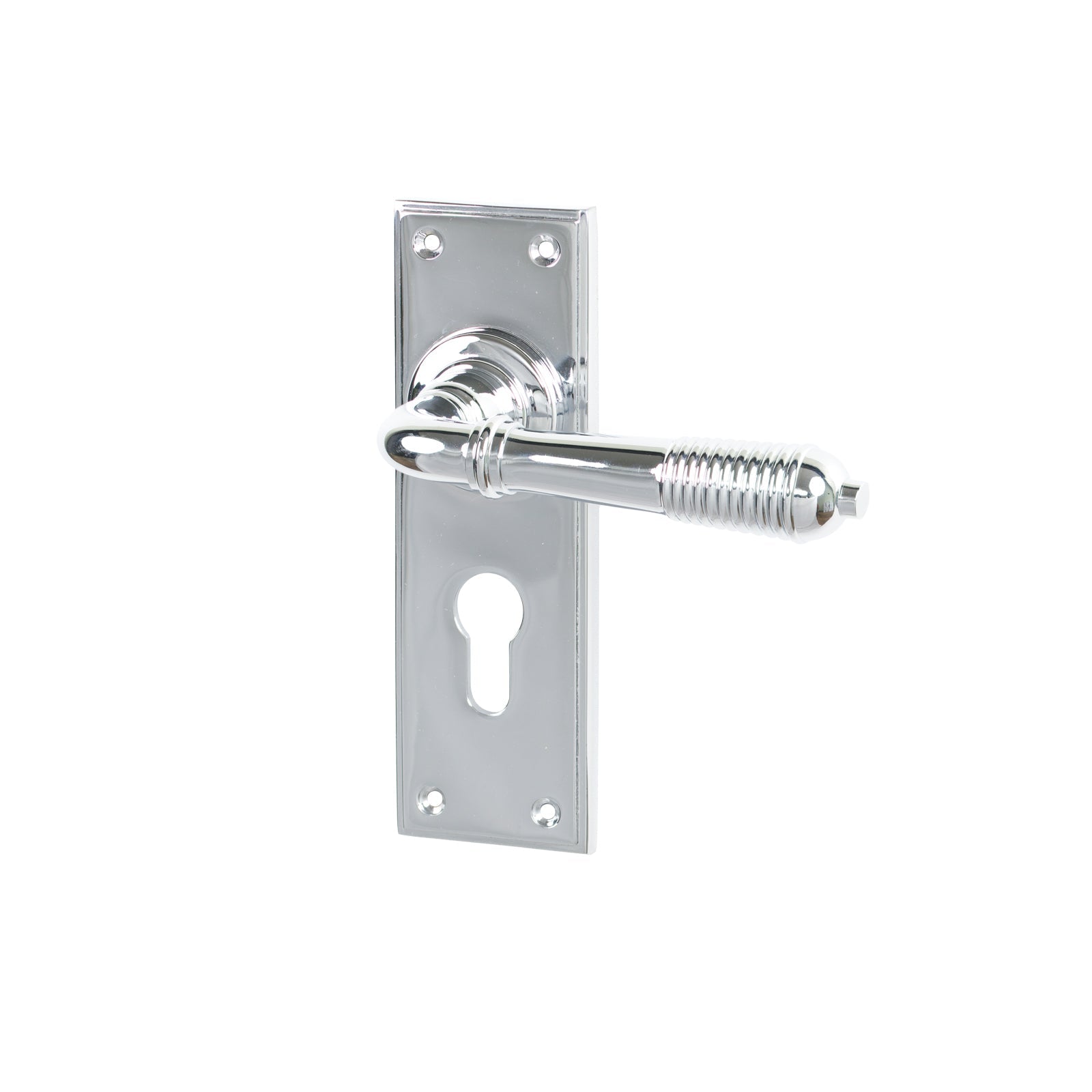 Polished Chrome Euro Reeded Lever Handles