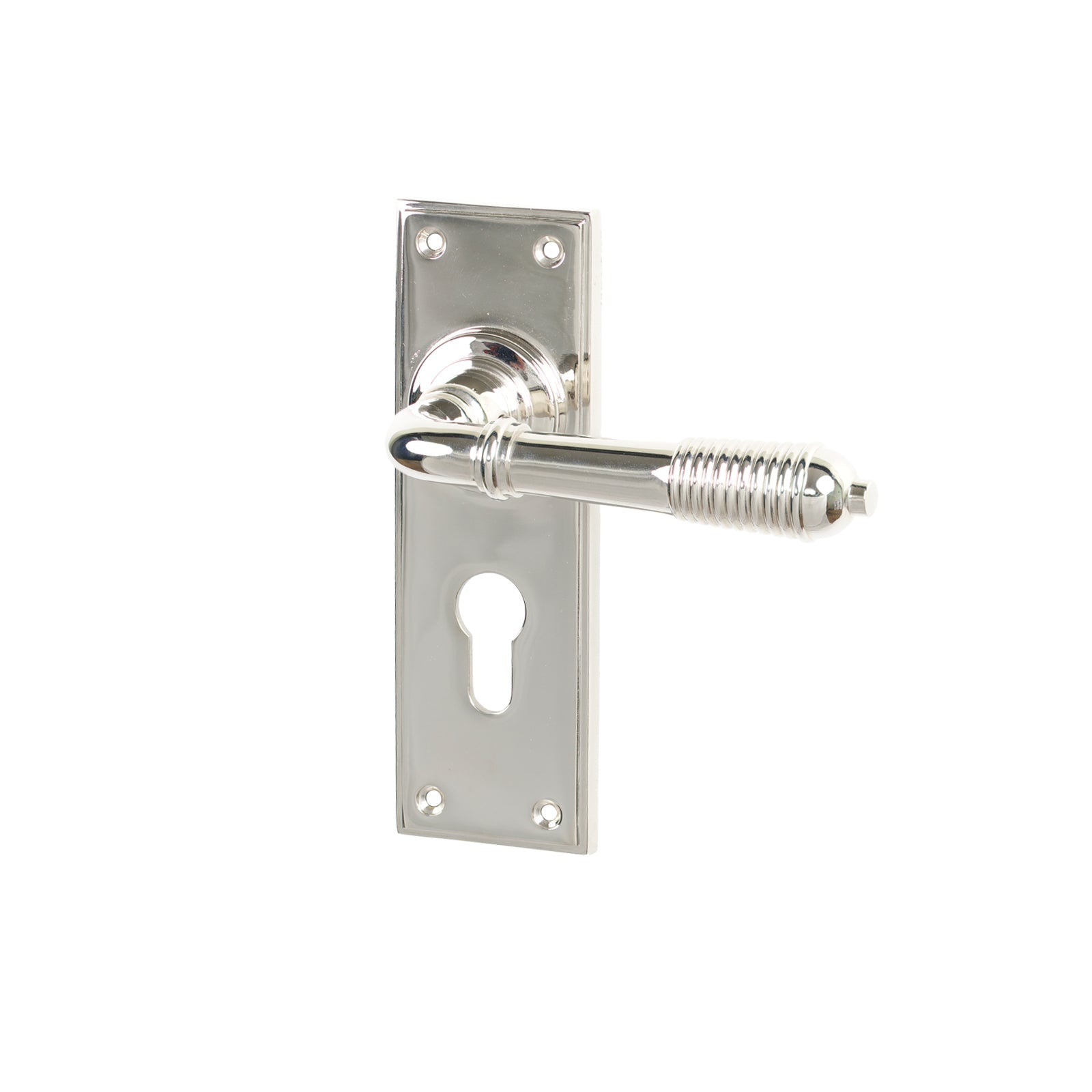 Polished Nickel Euro Reeded Lever Handles