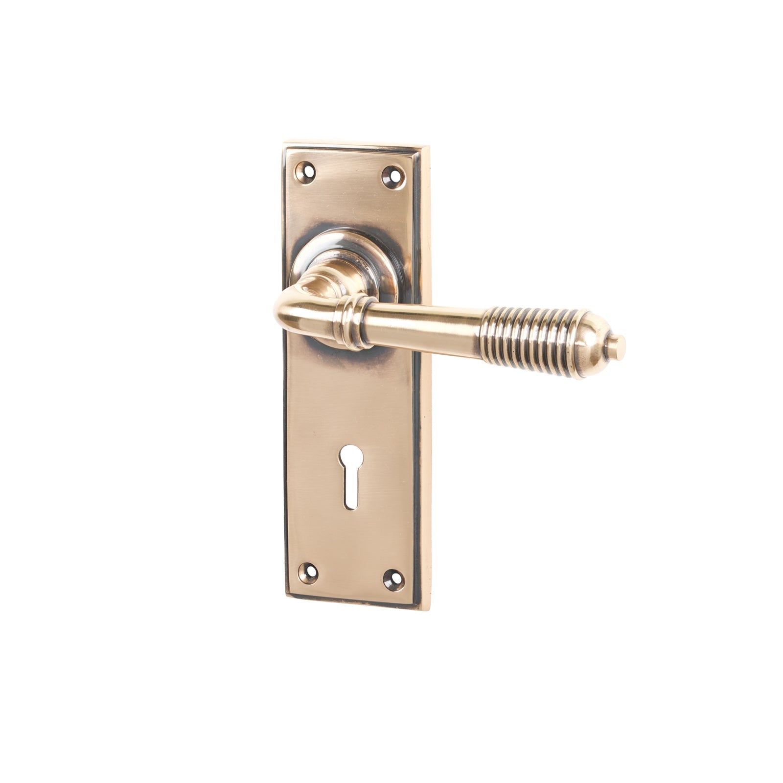 Polished Bronze Lock Reeded Lever Handles