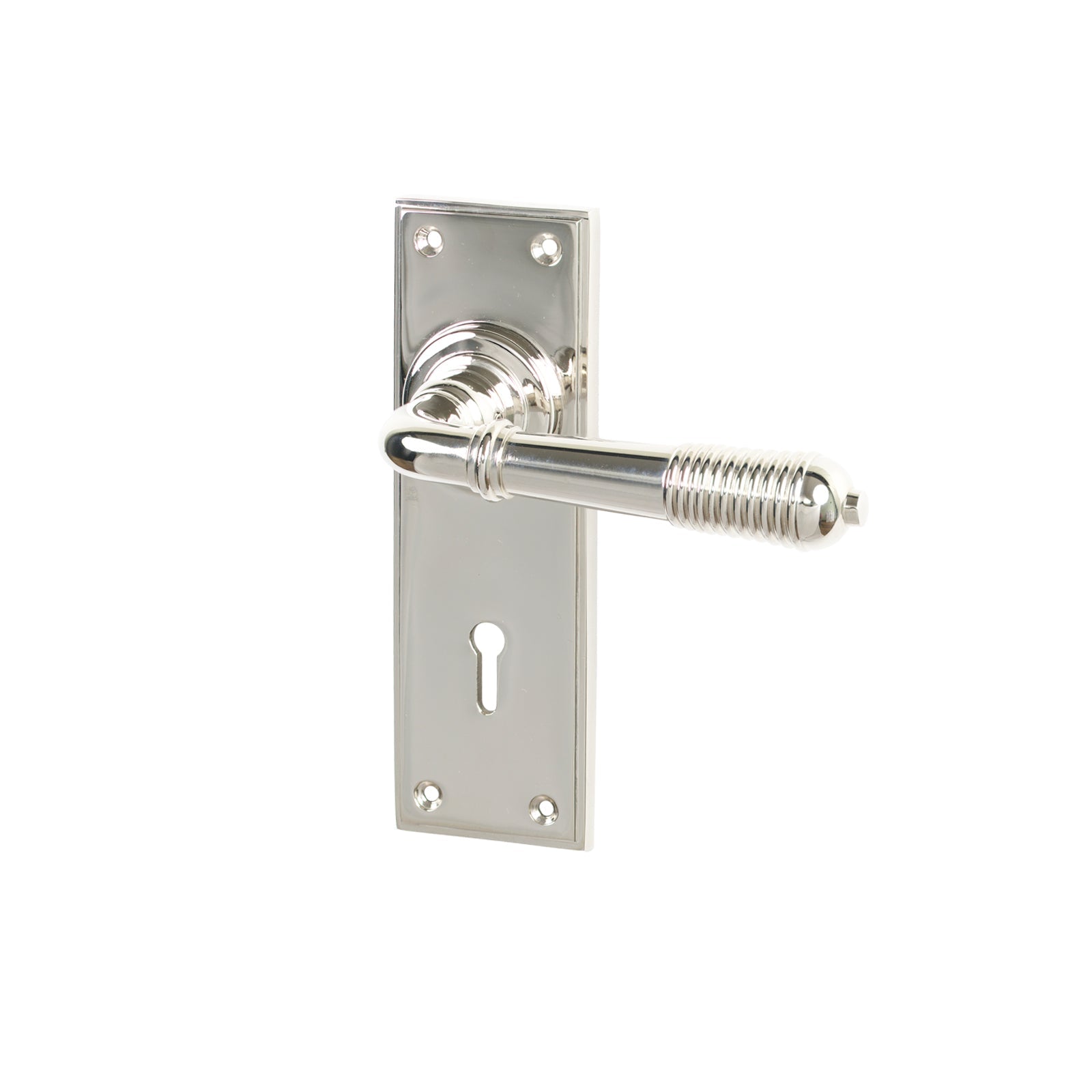 Polished Nickel Lock Reeded Lever Handles