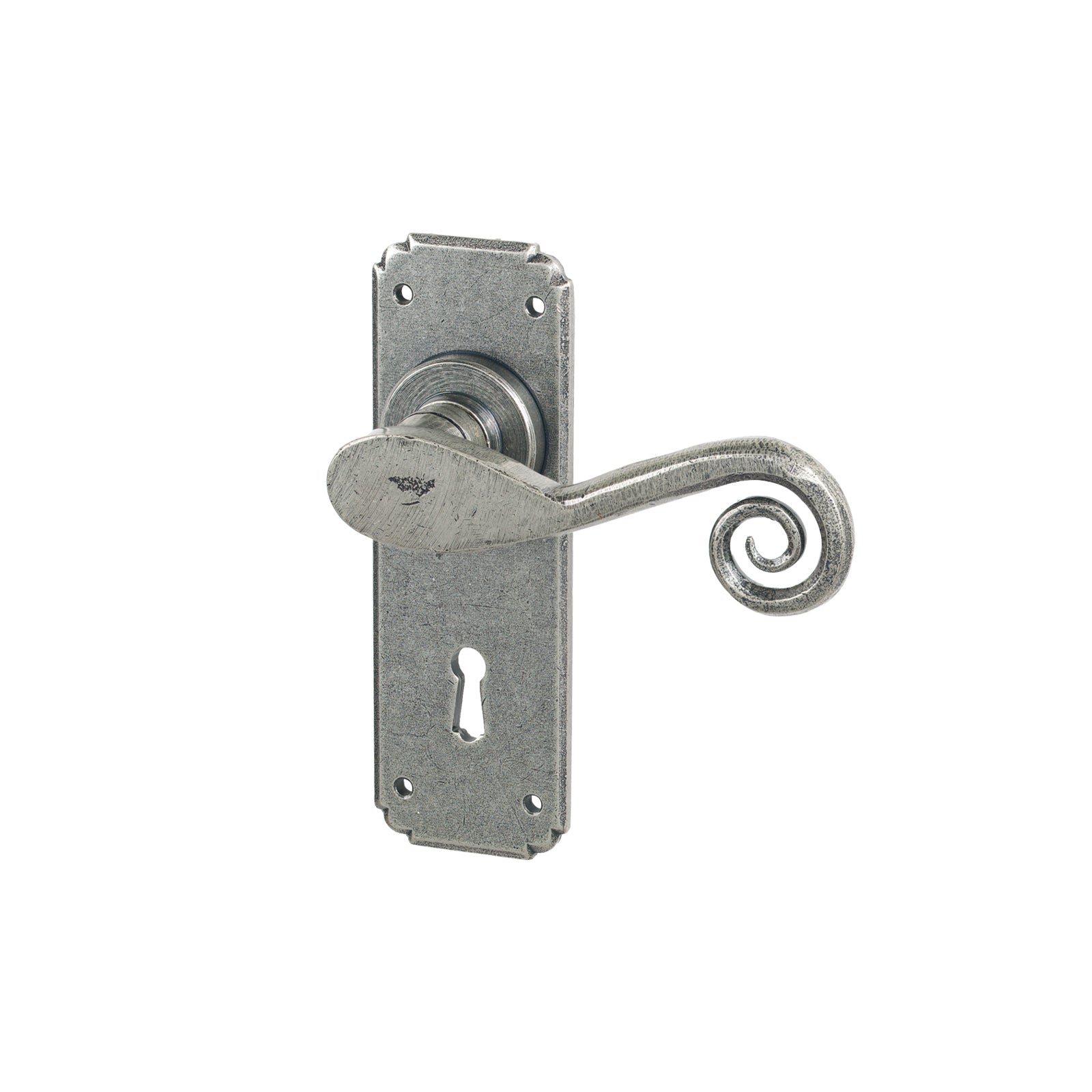 Pewter Lock Monkeytail Lever Handles