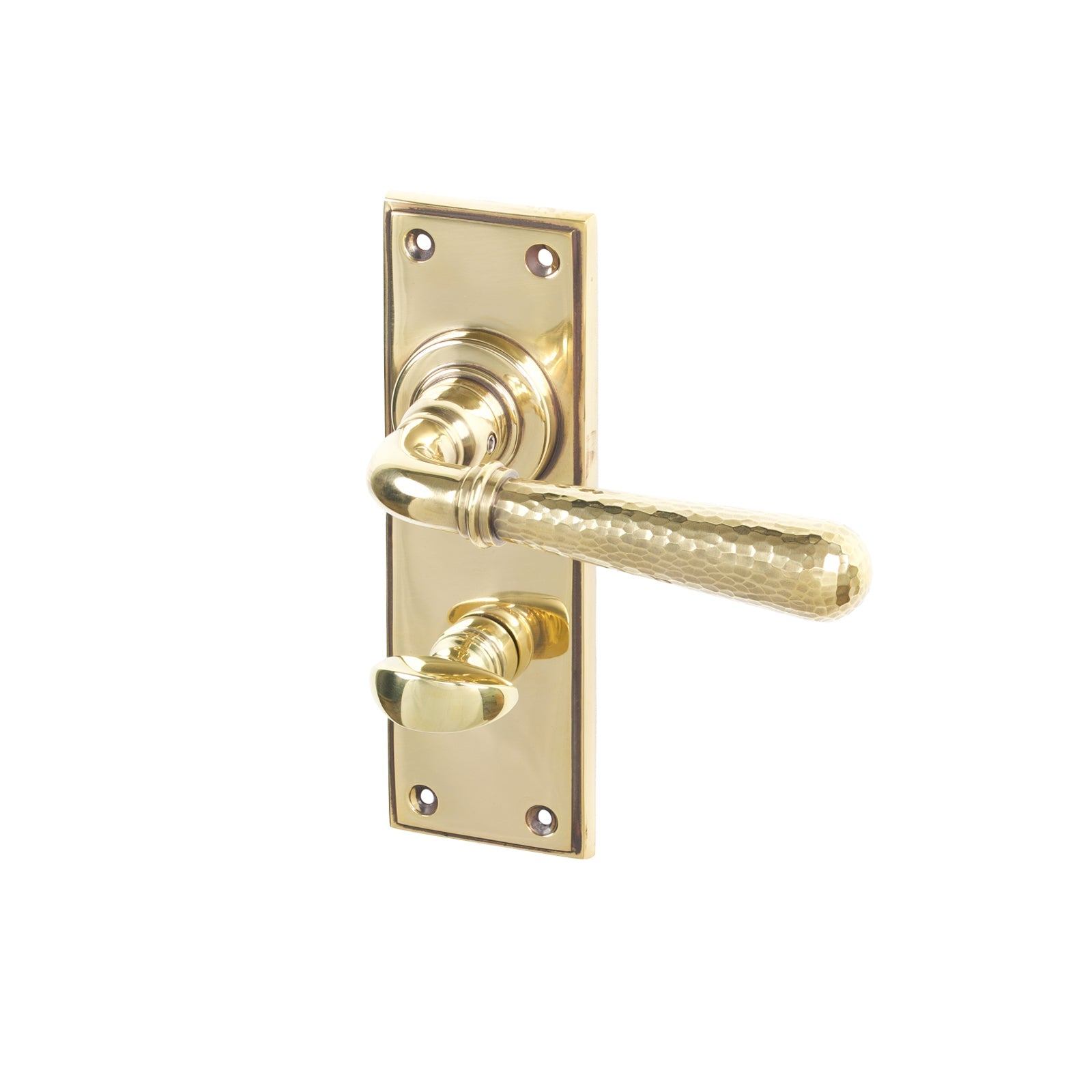 Aged Brass Bathroom Hammered Newbury Lever Handles