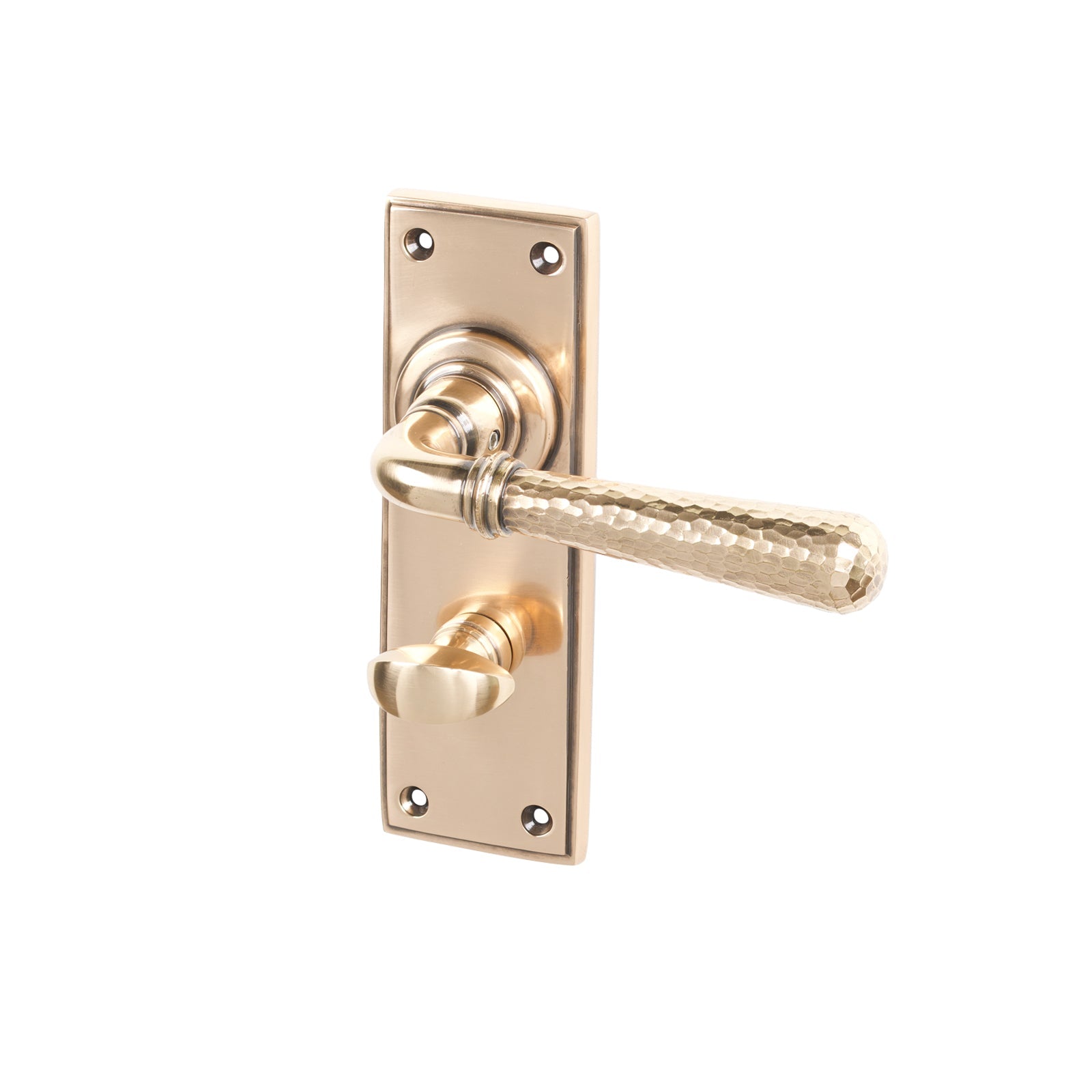 Polished Bronze Bathroom Hammered Newbury Lever Handles