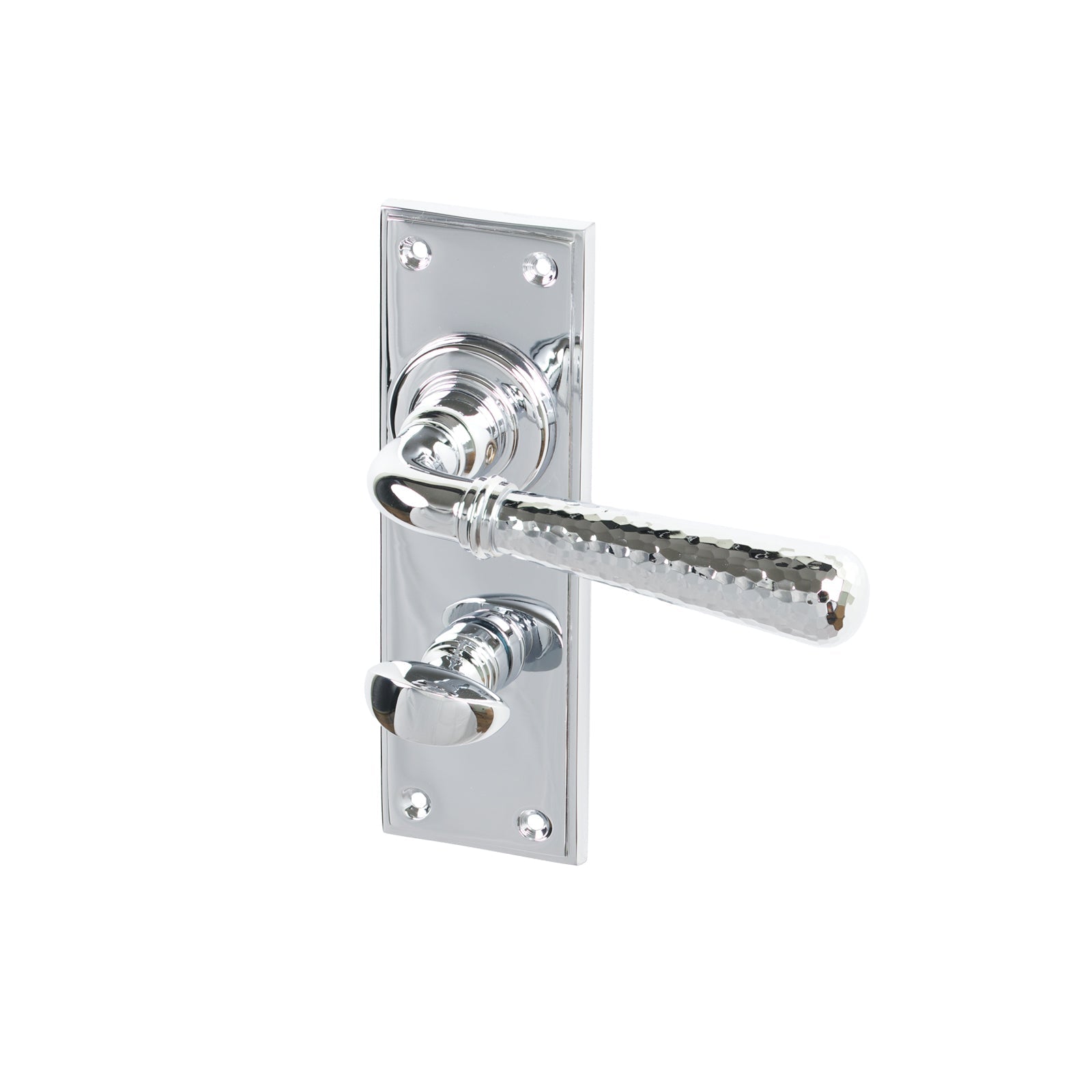 Polished Chrome Bathroom Hammered Newbury Lever Handles