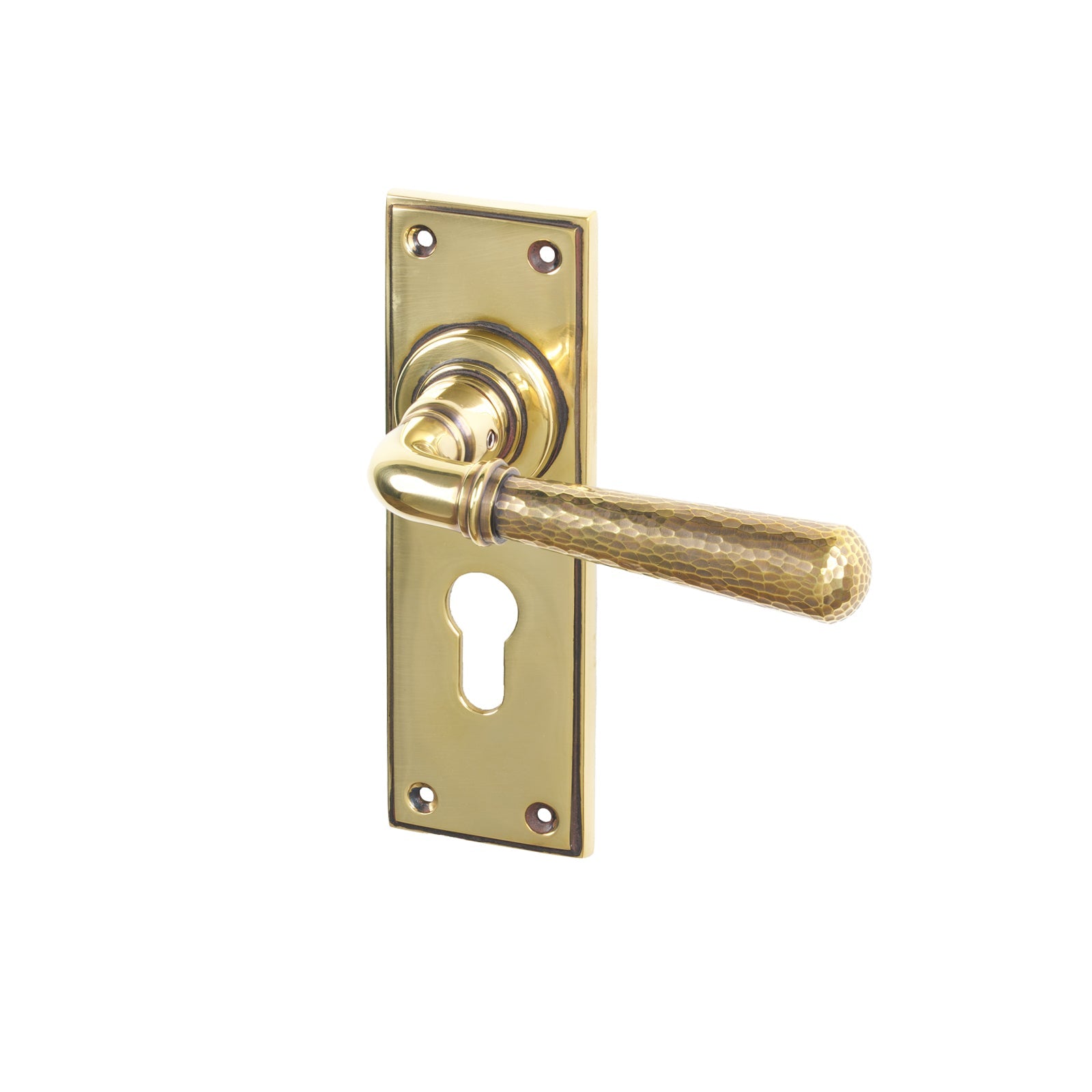 Aged Brass Euro Hammered Newbury Lever Handles