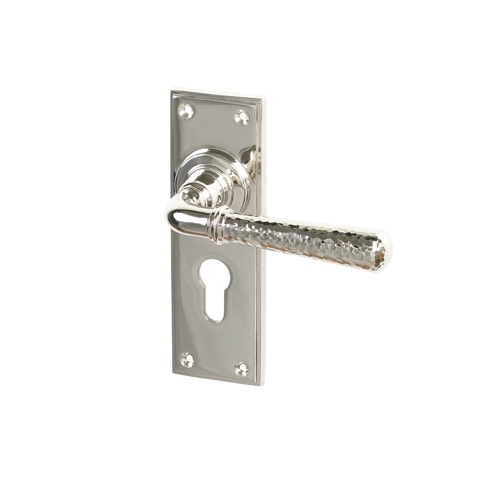 Polished Nickel Euro Hammered Newbury Lever Handles