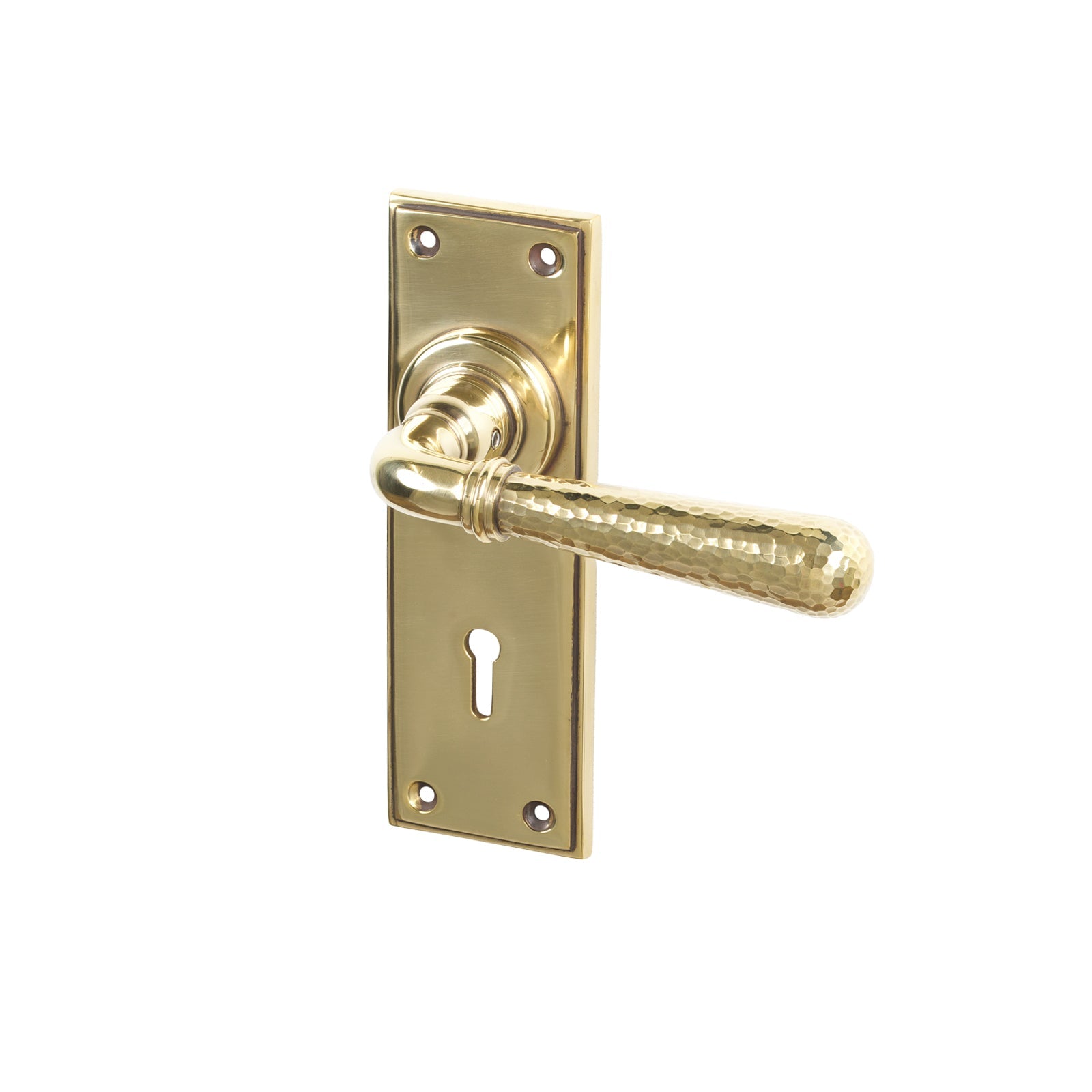 Aged Brass Lock Hammered Newbury Lever Handles