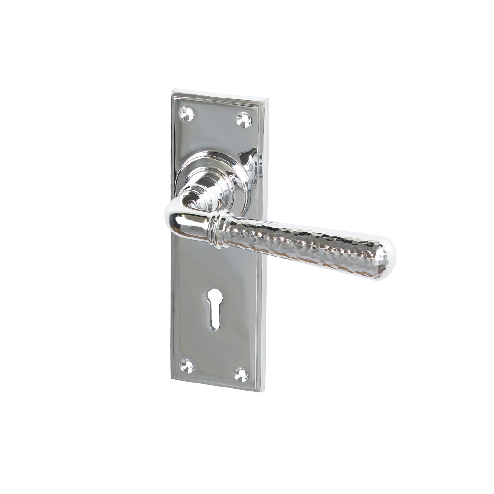 Polished Chrome Lock Hammered Newbury Lever Handles