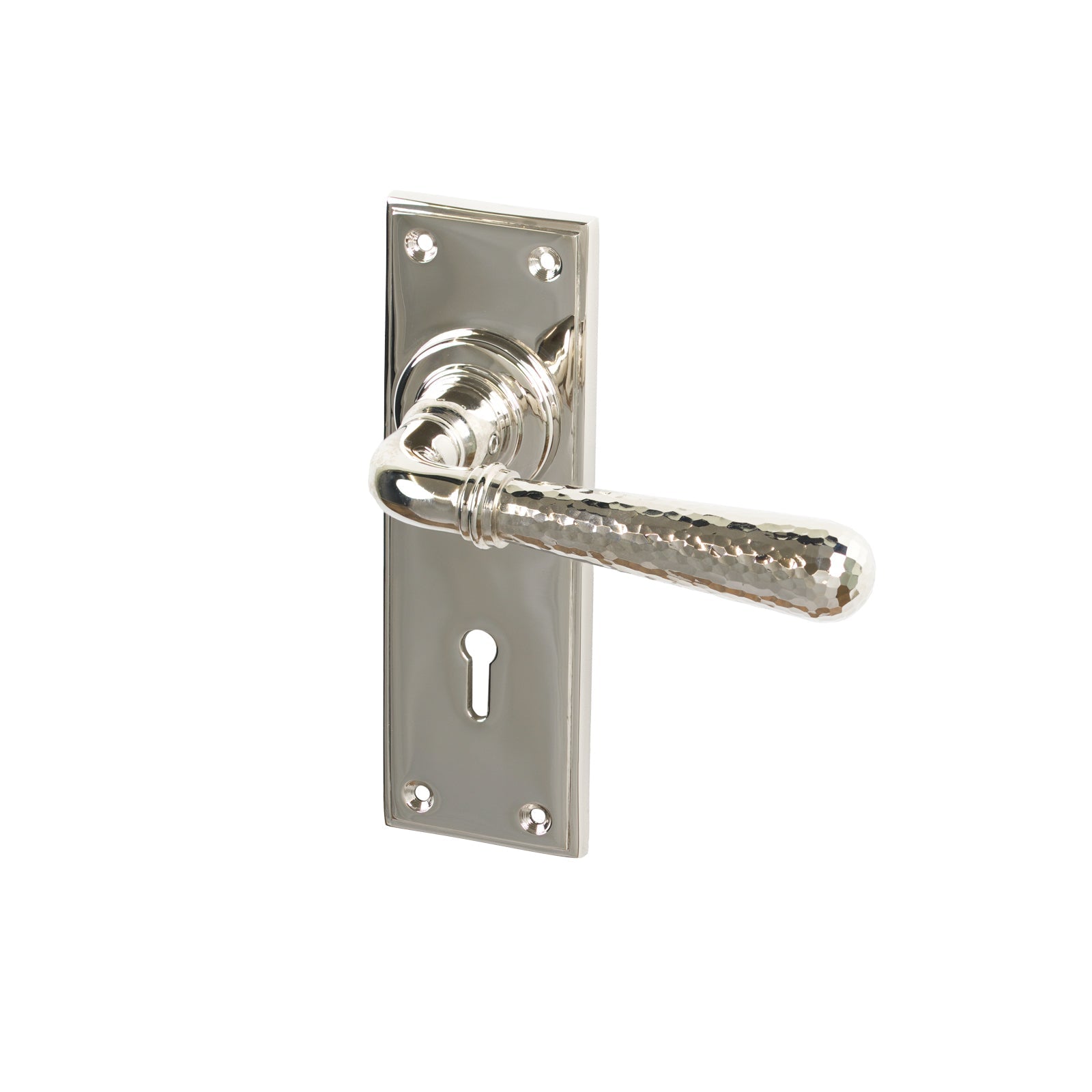 Polished Nickel Lock Hammered Newbury Lever Handles