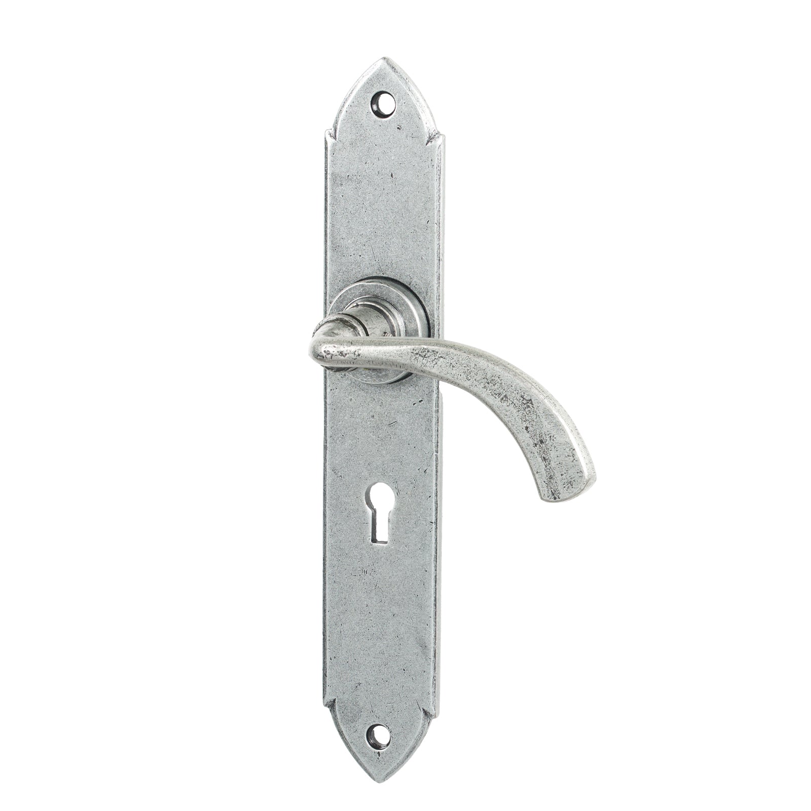 Pewter Lock Gothic Curved Lever Handles