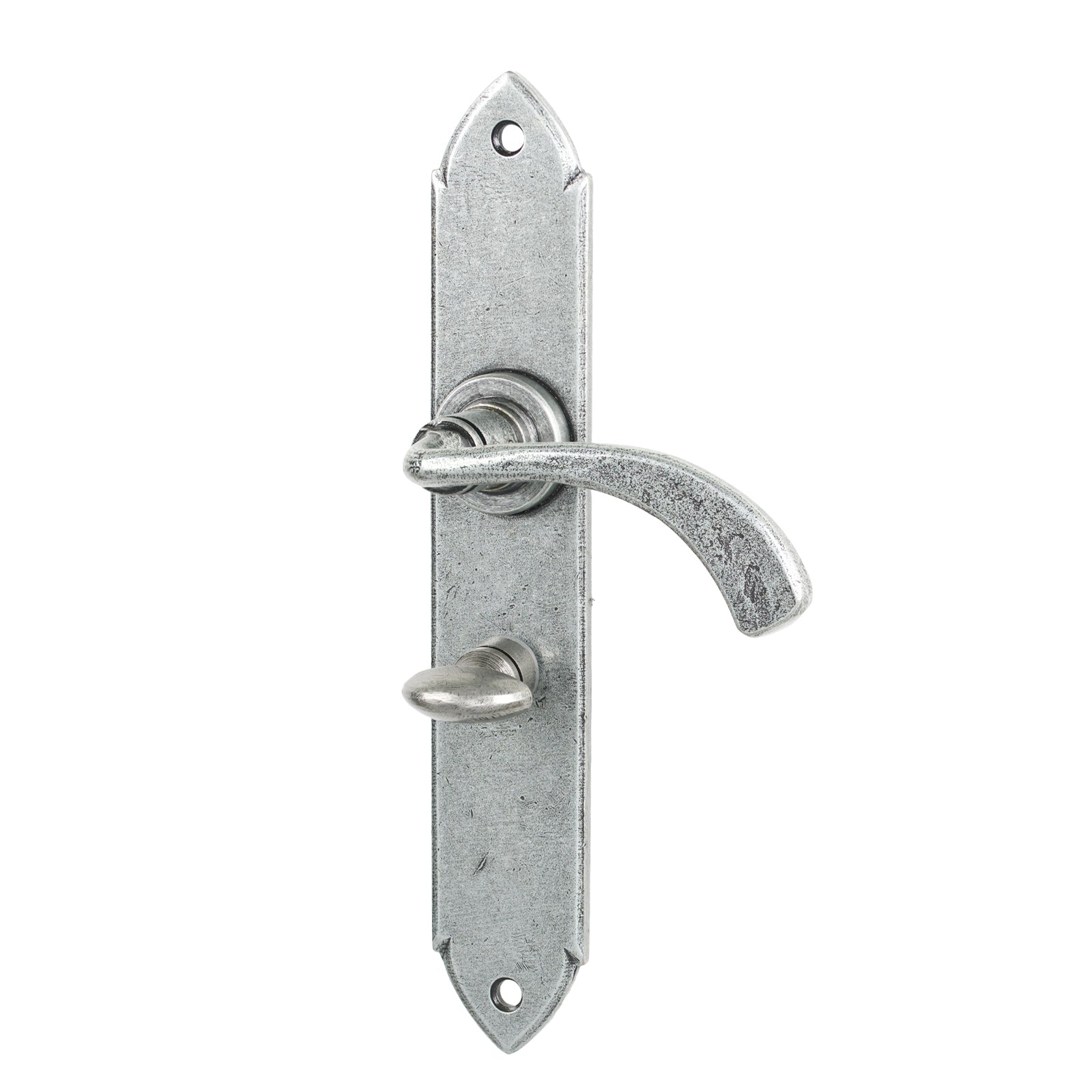 Pewter Bathroom Gothic Curved Lever Handles