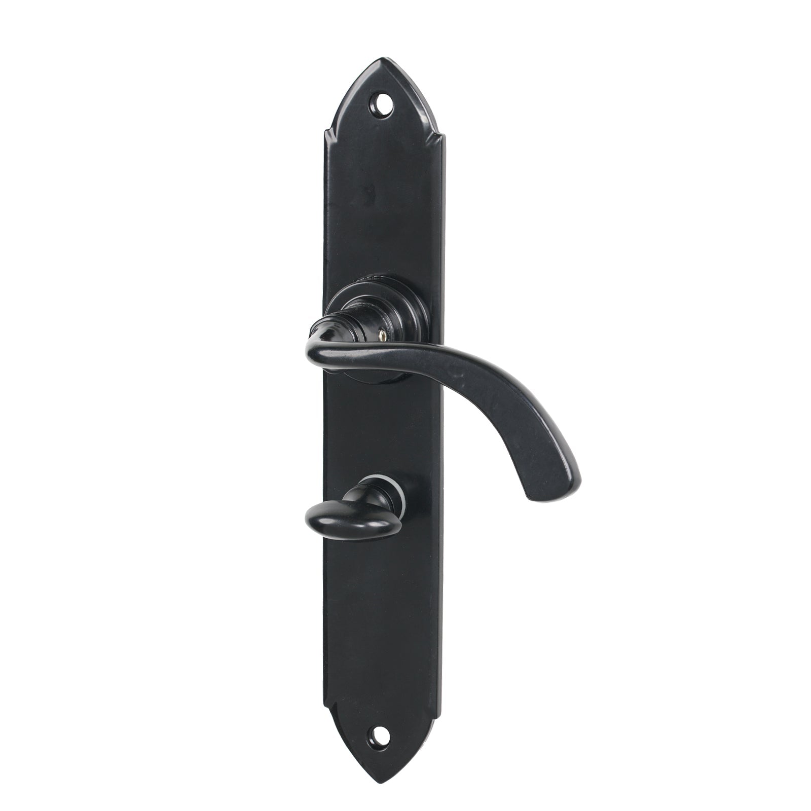 Black Bathroom Gothic Curved Lever Handles