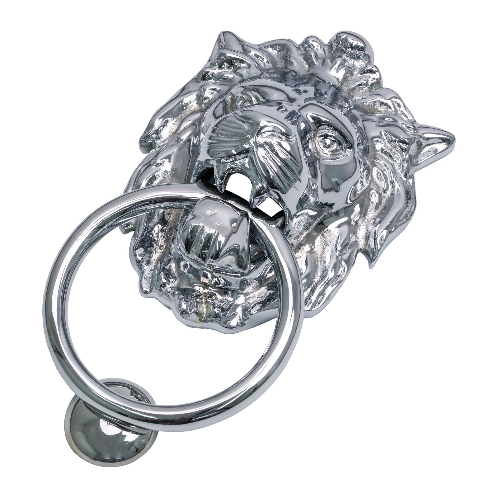 Polished Chrome Antique Lion Head Door Knocker