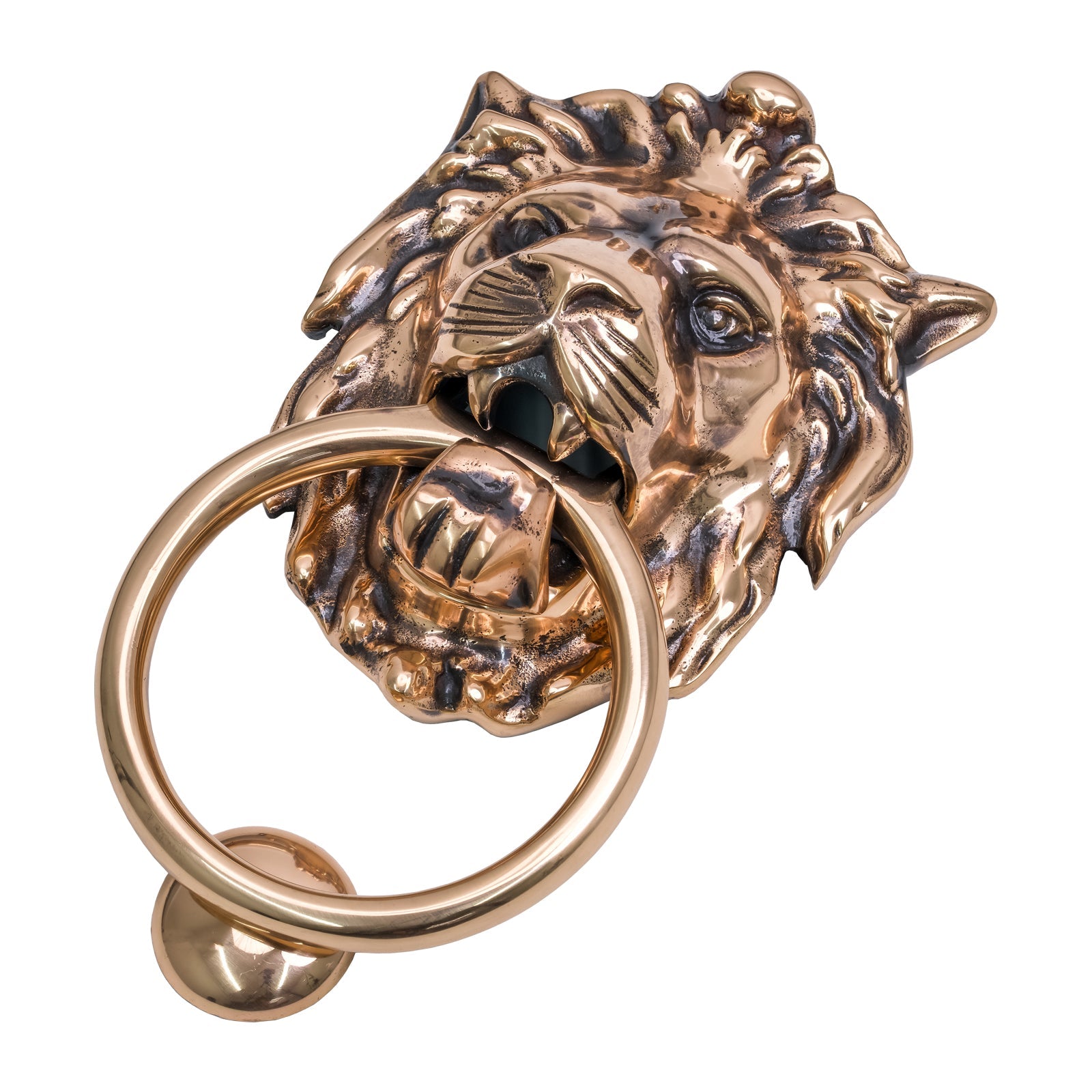 Polished Bronze Antique Lion Head Door Knocker