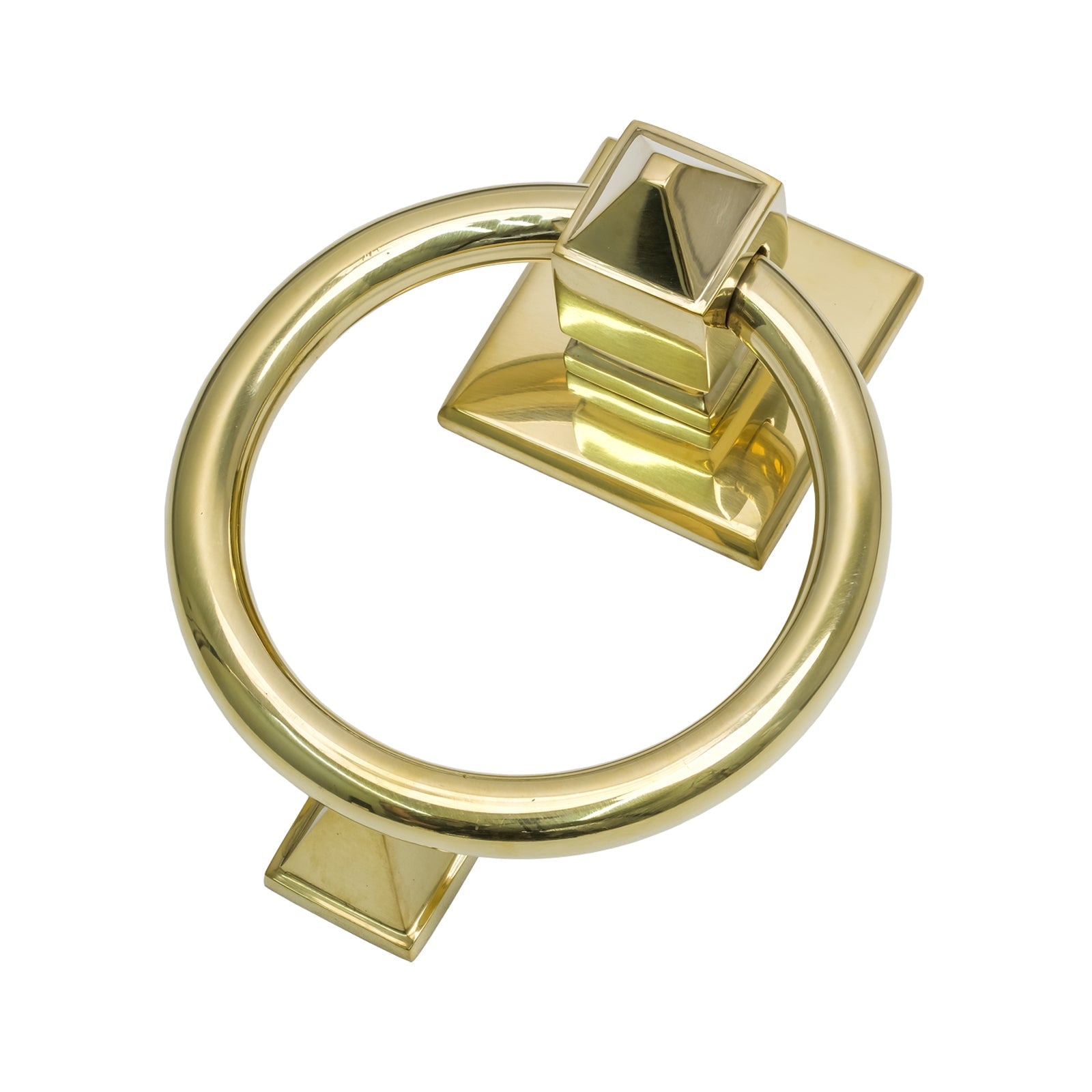 Polished Brass Ring Door Knocker - Square