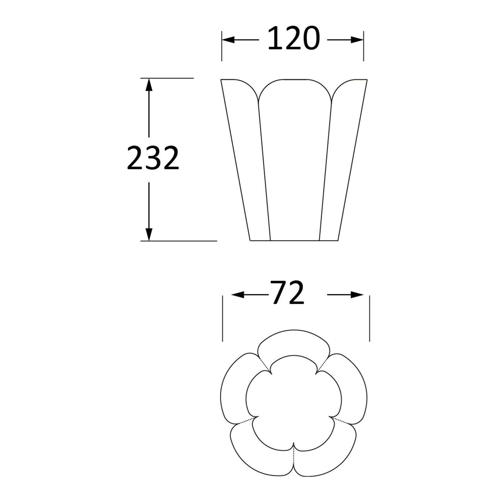 SHOW Techincal Dimensions of Small Flora Pot