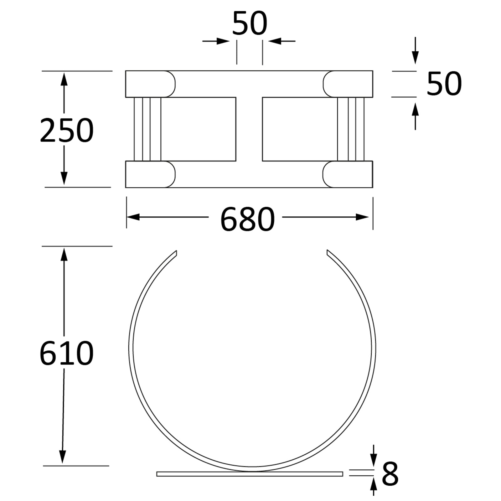 SHOW Techincal Dimensions of Large Curved Log Holder