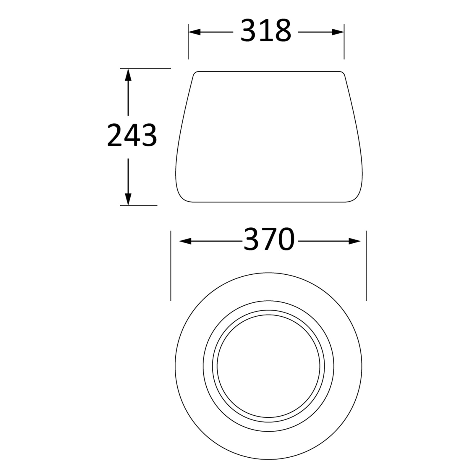 SHOW Techincal Dimensions of 28cm Hepworth Pot with Drainage holes