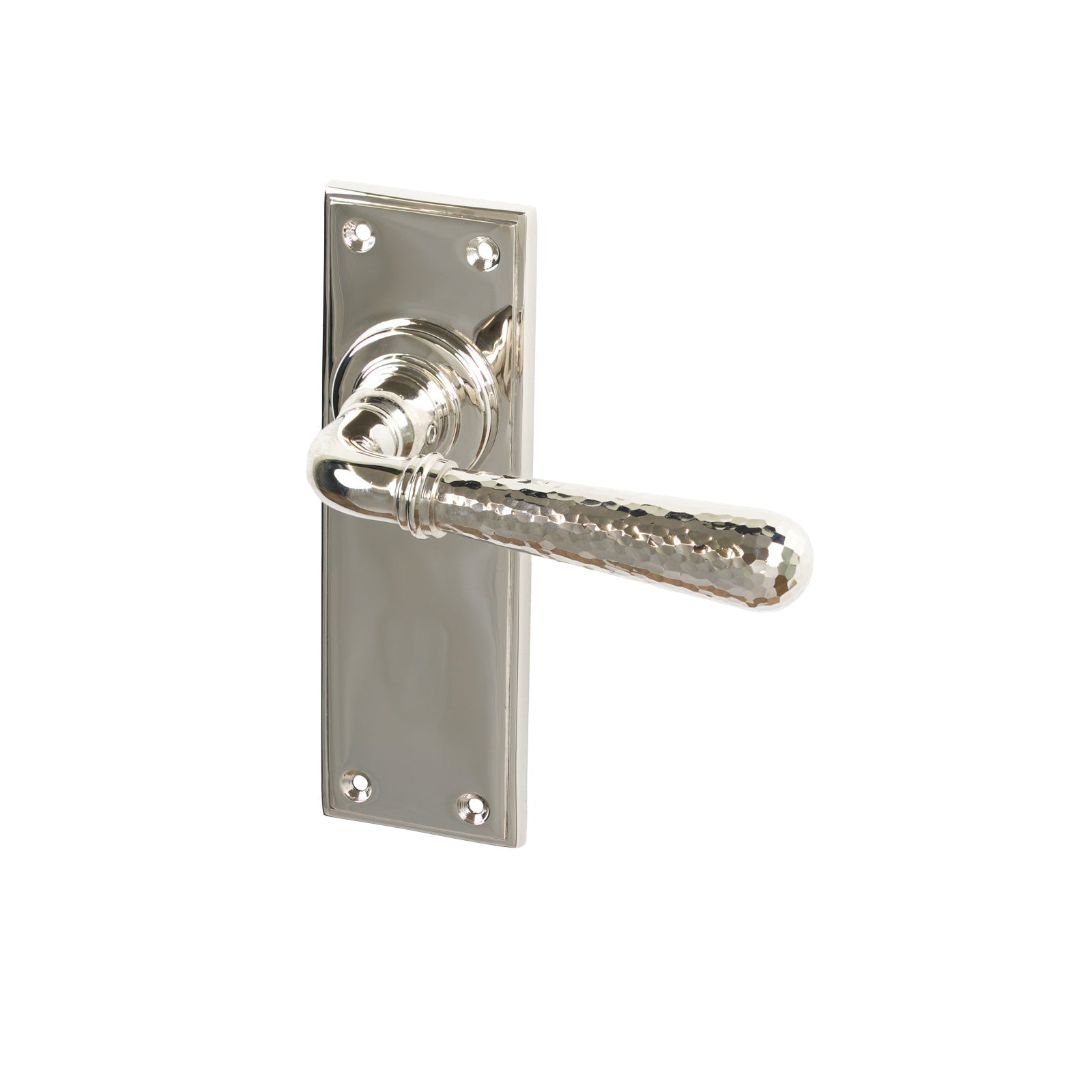 Polished Nickel Latch Hammered Newbury Lever Handles