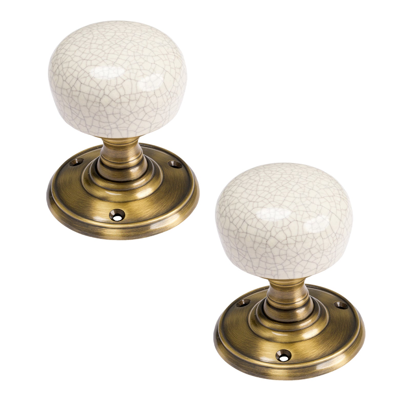 Skipton Cream Crackle Door Knob on Rose