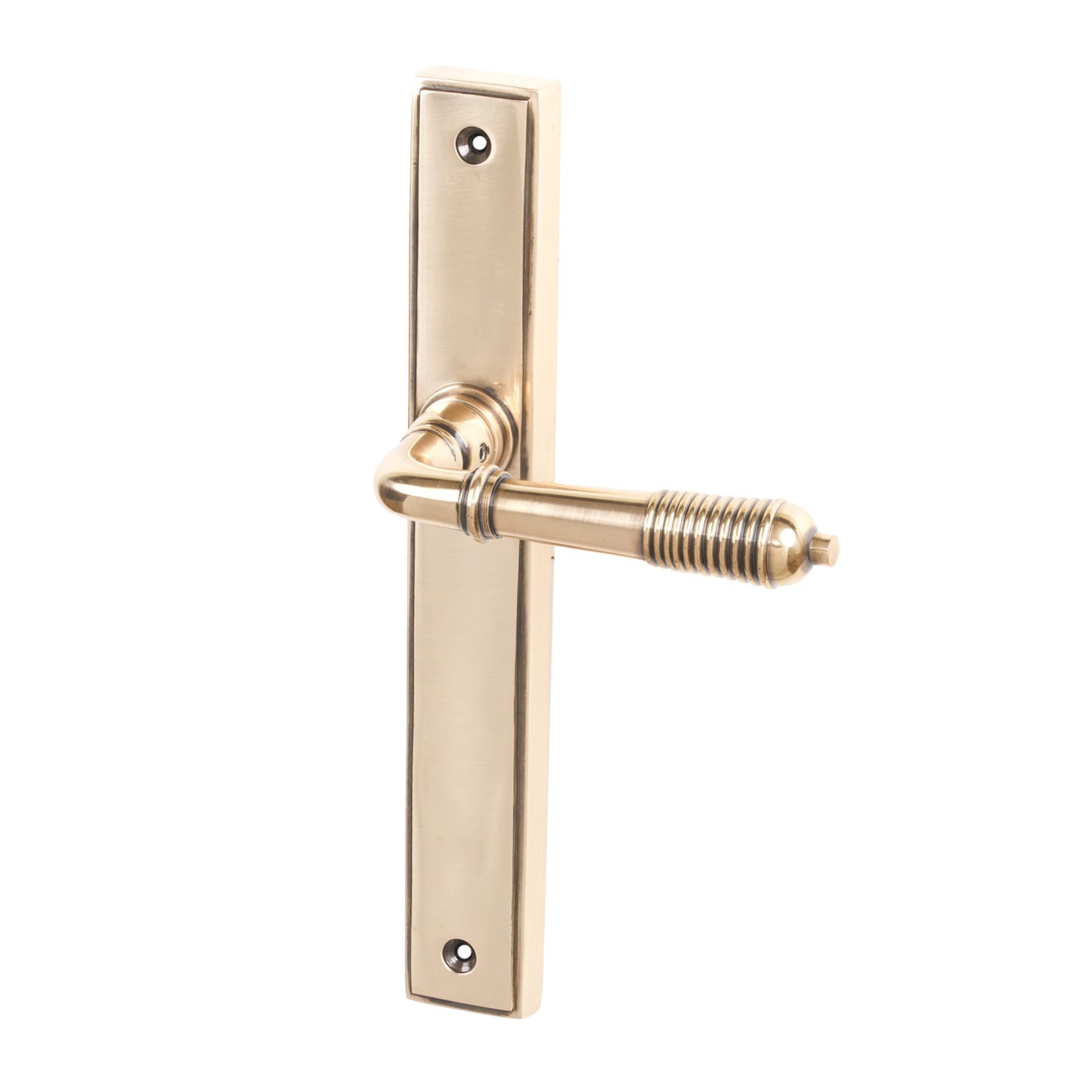 SHOW Polished Bronze Latch Reeded Slimline Multipoint Door Handle