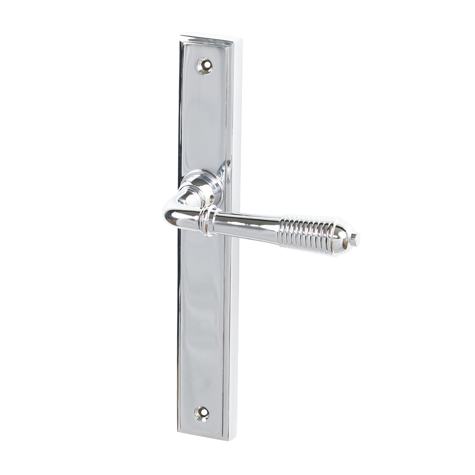 Polished Chrome Latch Reeded Slimline Multipoint Door Handle