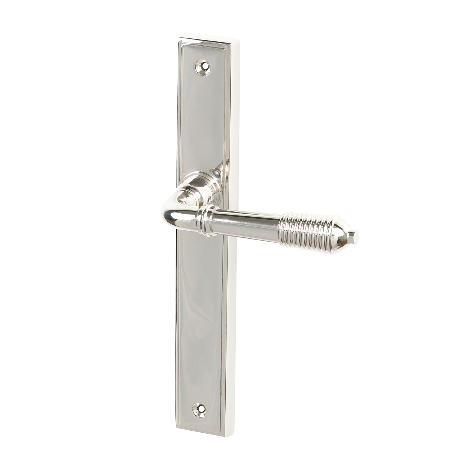 Polished Nickel Latch Reeded Slimline Multipoint Door Handle