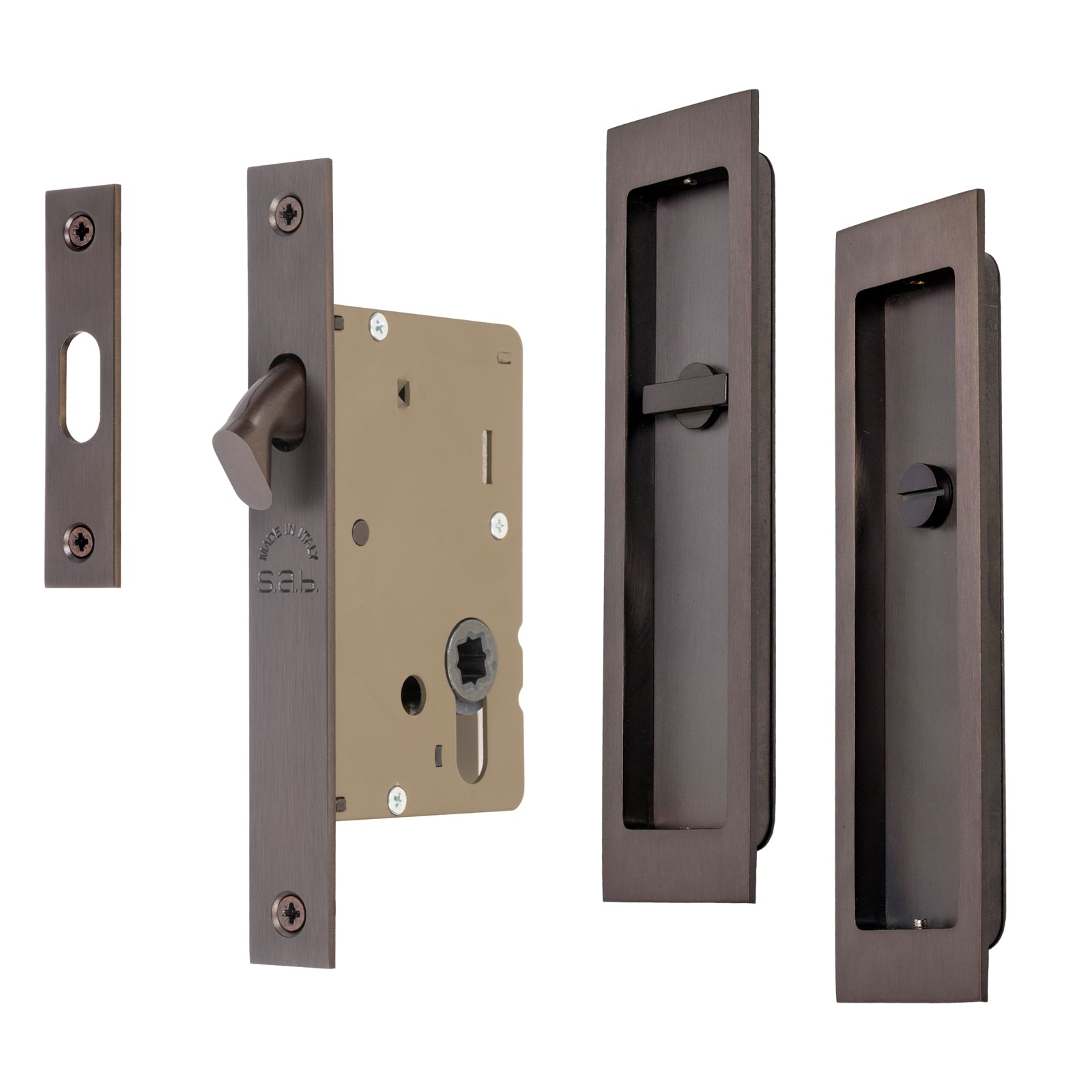 SHOW Matt Bronze Rectangular Flush Pull Privacy Set