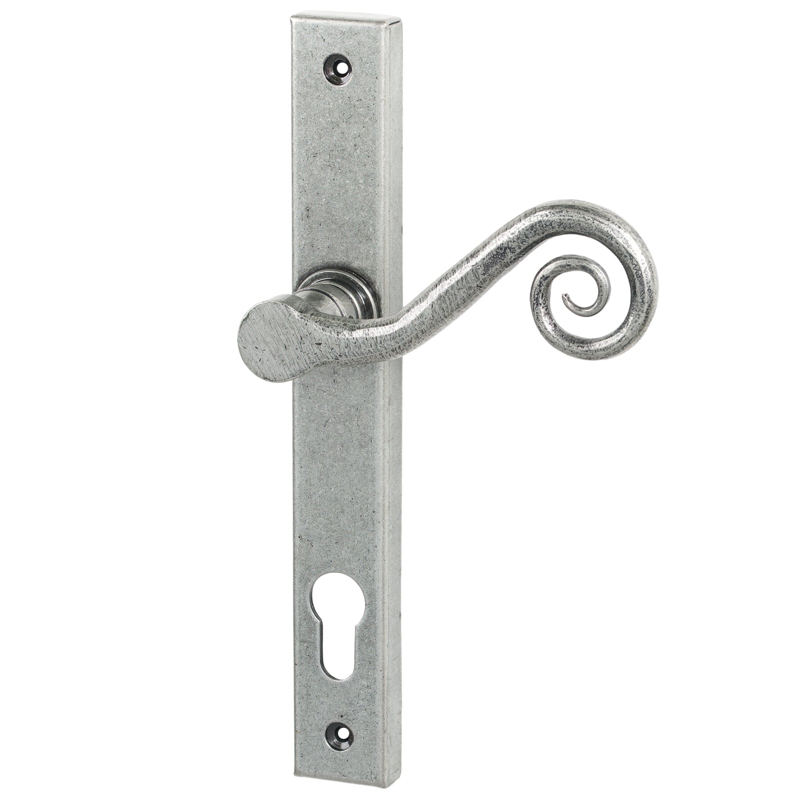 SHOW Right Handed Pewter Patina Lock Monkeytail Slimline Multipoint Door Handle