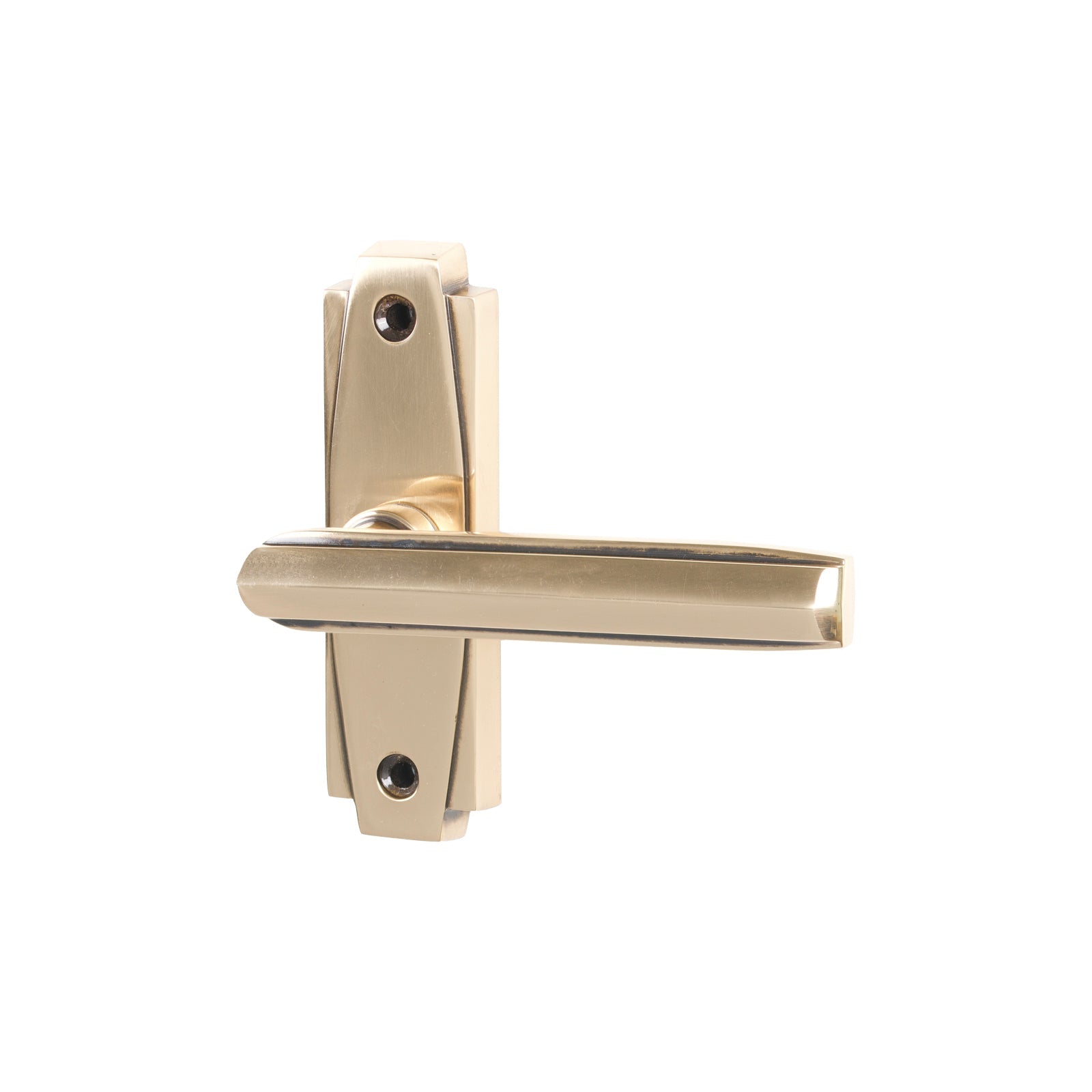 Polished Bronze Art Deco Lever on Rose Handles