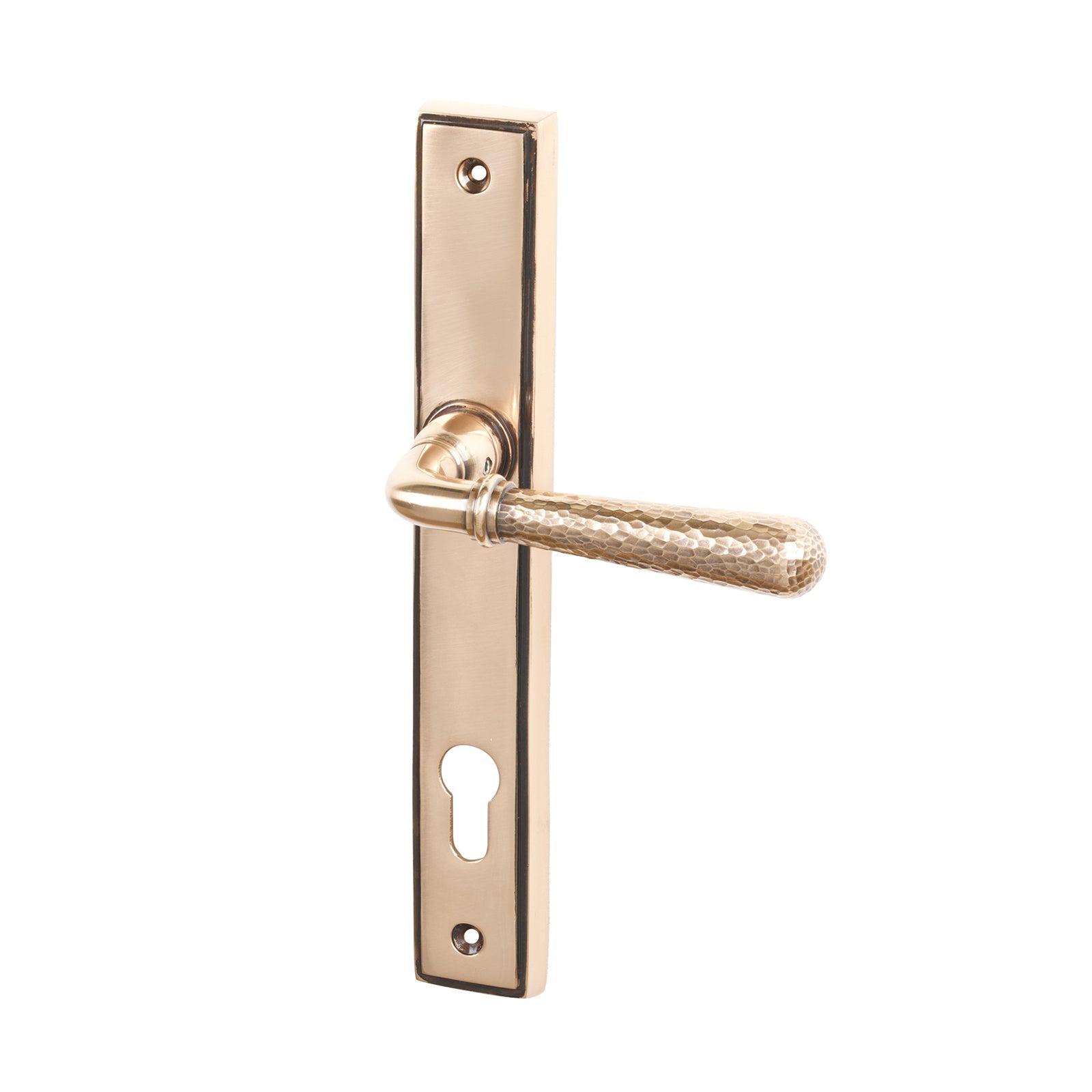 SHOW Polished Bronze Hammered Newbury Slimline Multipoint Door Handle